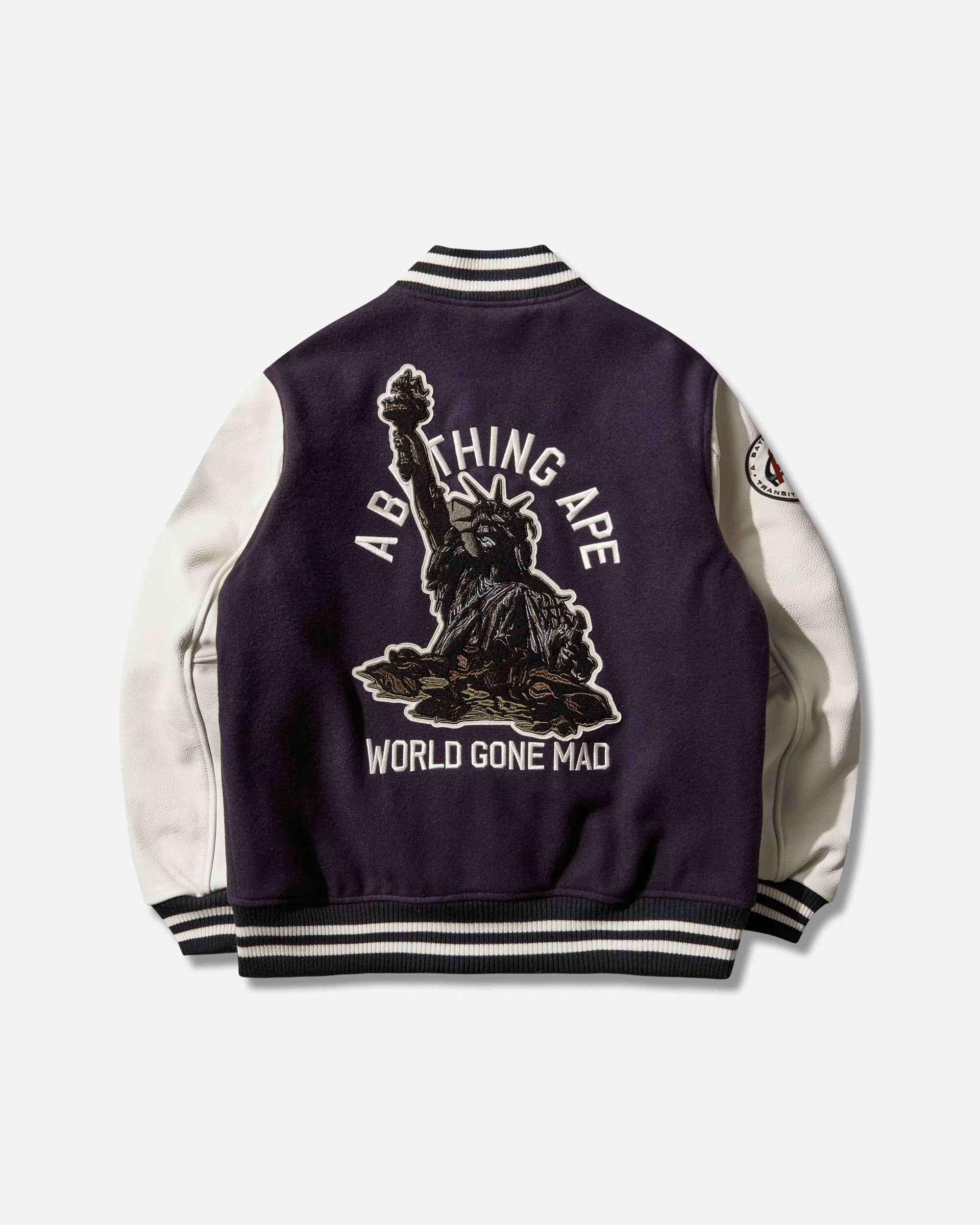 Men's Statue Of Liberty Varsity Jacket Purple - Image 2