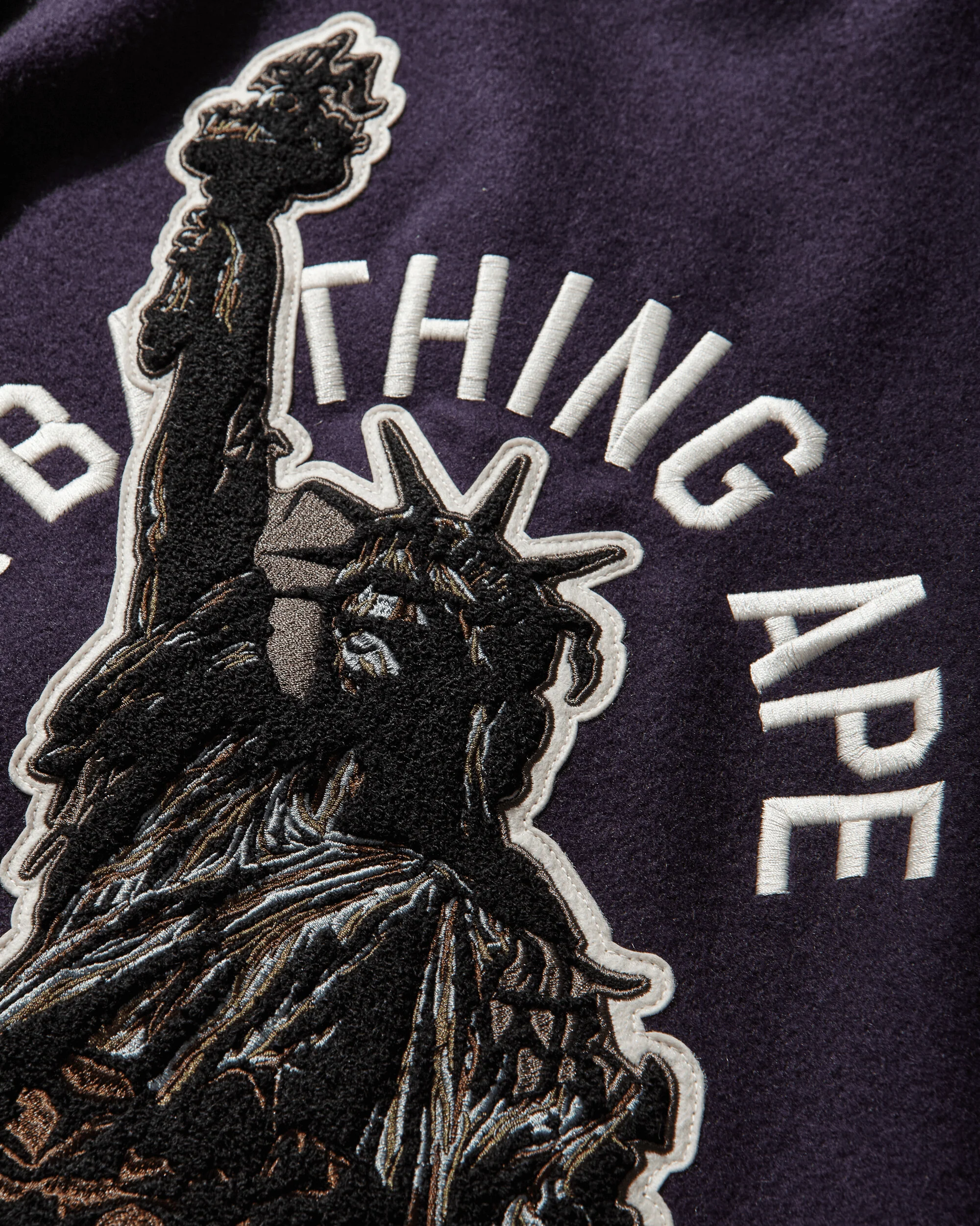 Men's Statue Of Liberty Varsity Jacket Purple - Image 3
