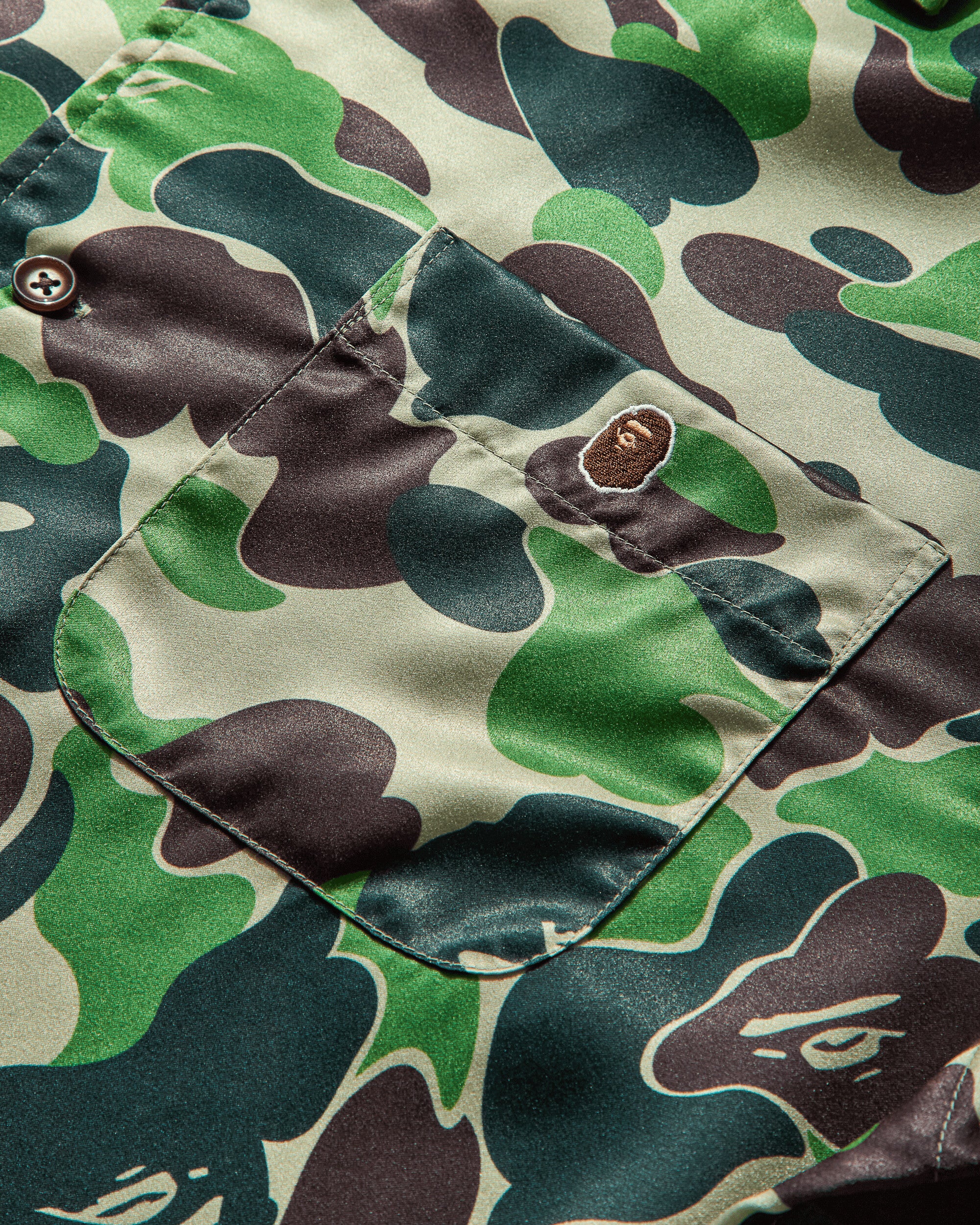 Men's ABC Camo Open Collar Shirt Green - Image 4