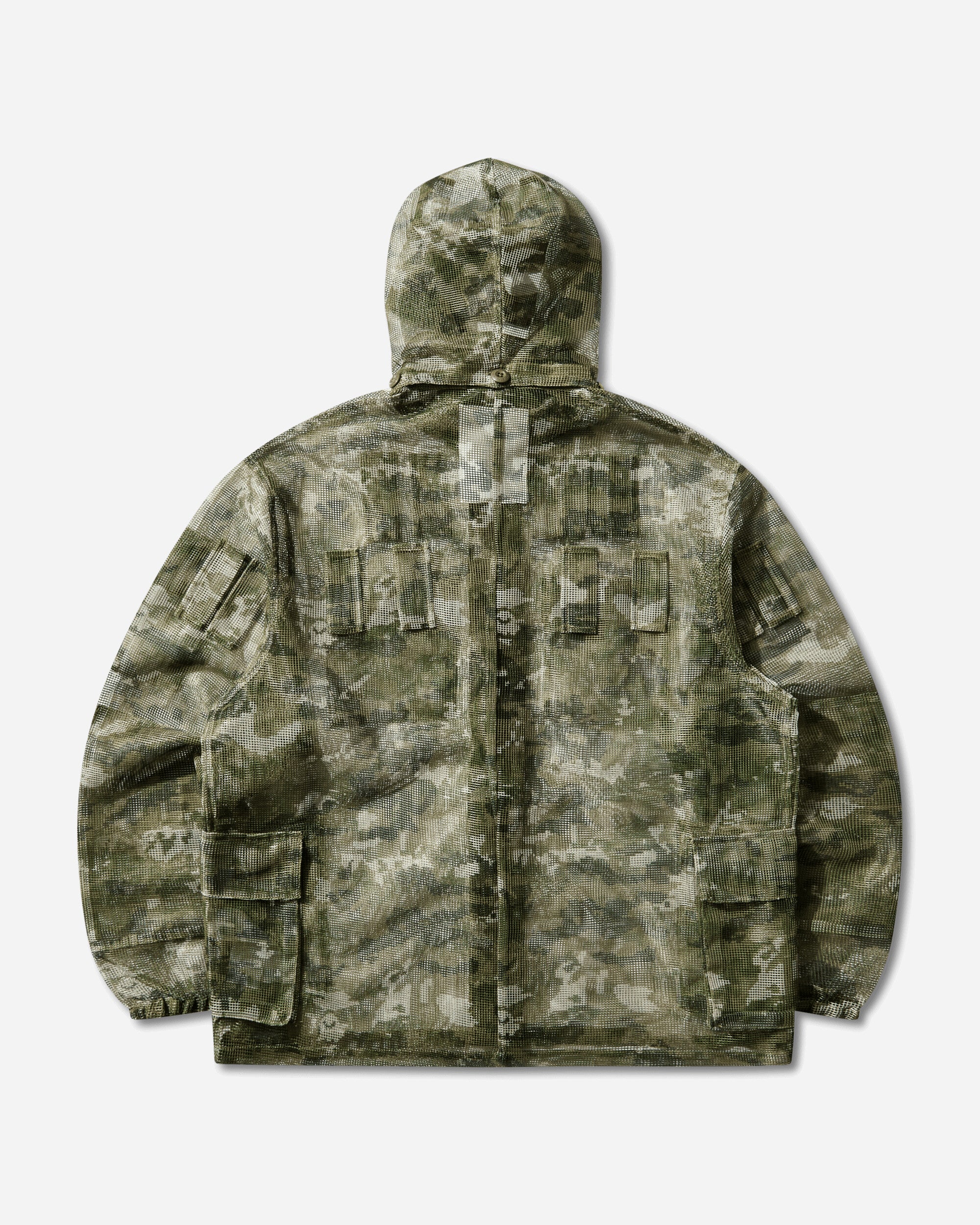 Men's Multi Pixel Camo Mask Hooded Shirt Jacket Green - Image 2