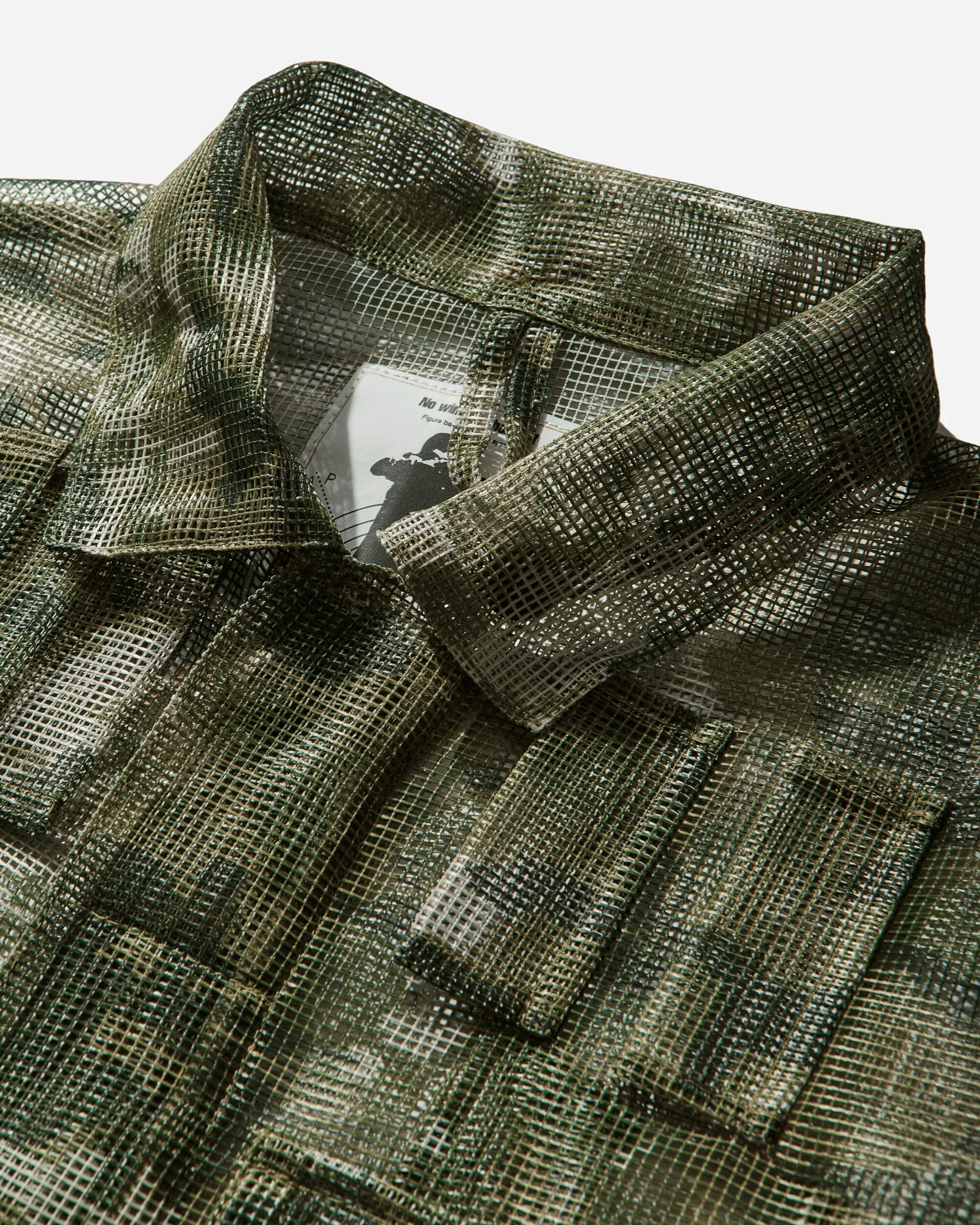 Men's Multi Pixel Camo Mask Hooded Shirt Jacket Green - Image 3