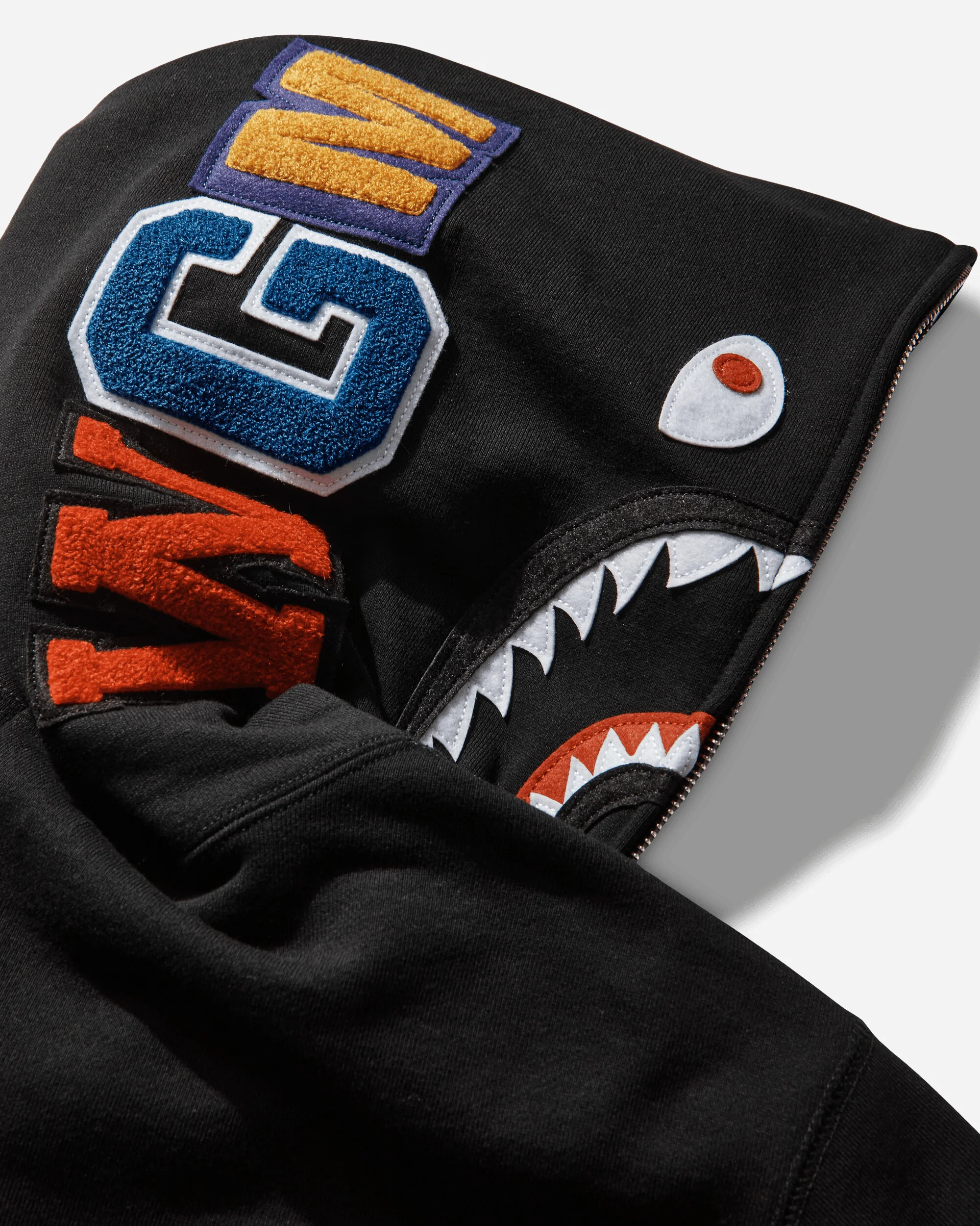 Men's Shark Full Zip Hoodie Black - Image 5