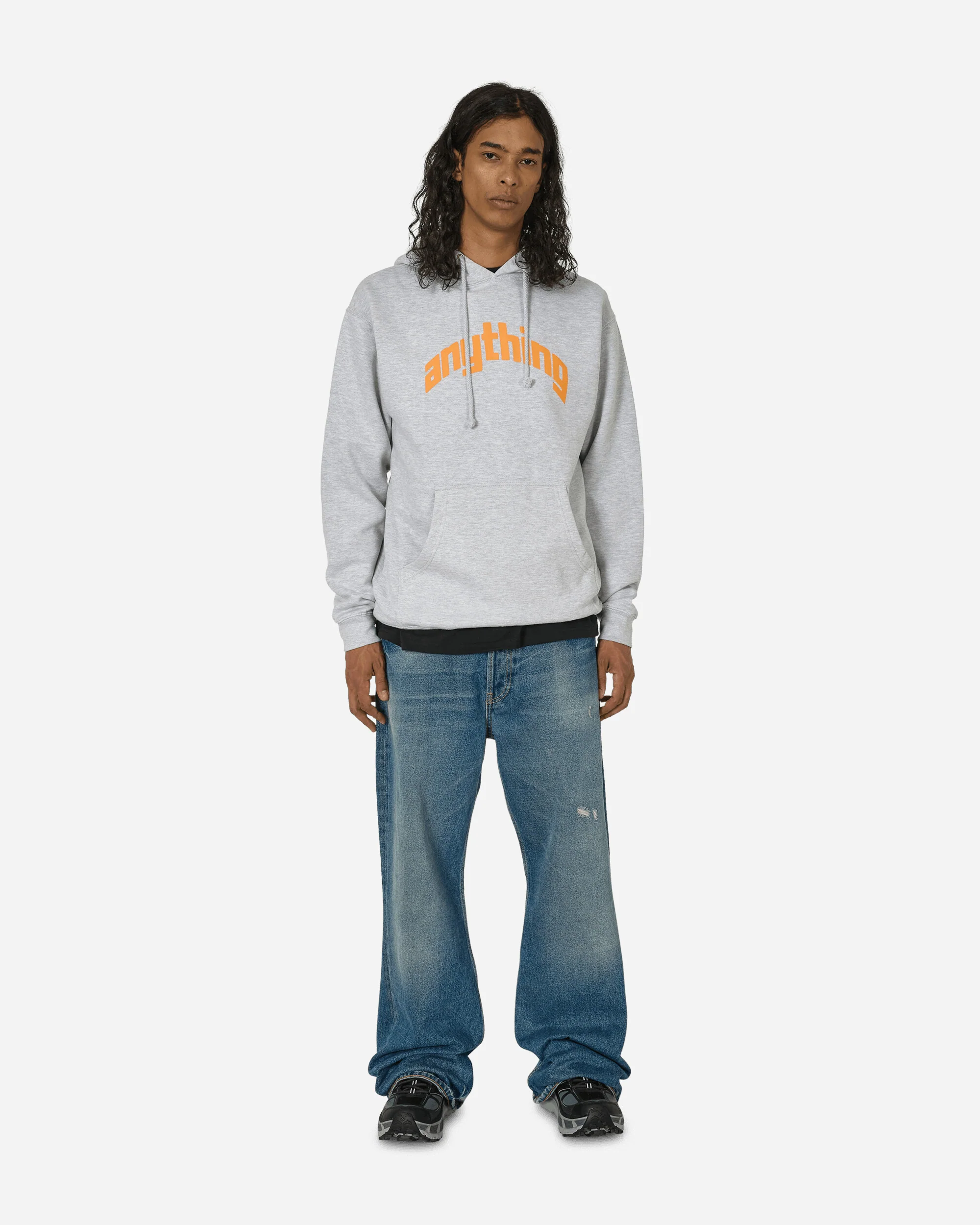 Curved Logo Hoodie Heather Grey - Image 4