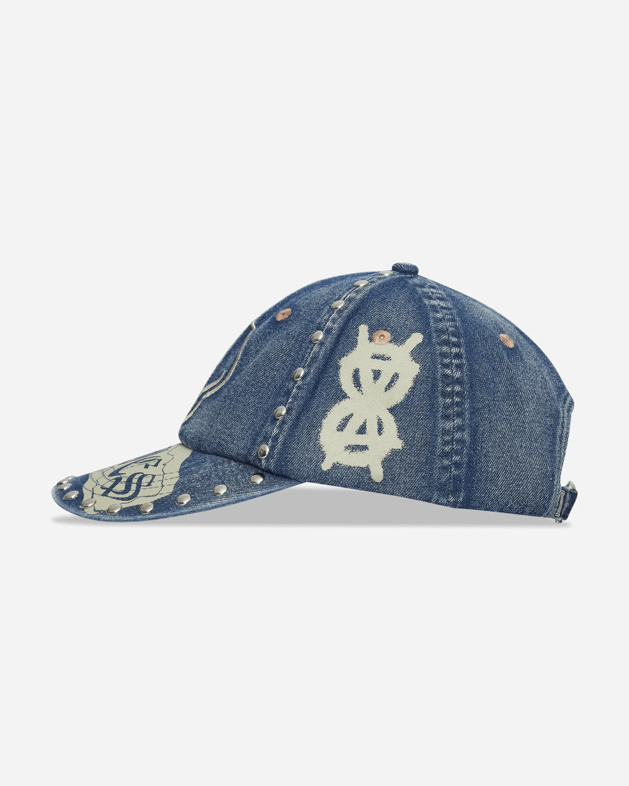 Studded Mega Graphic Denim Cap Blue - Image 3