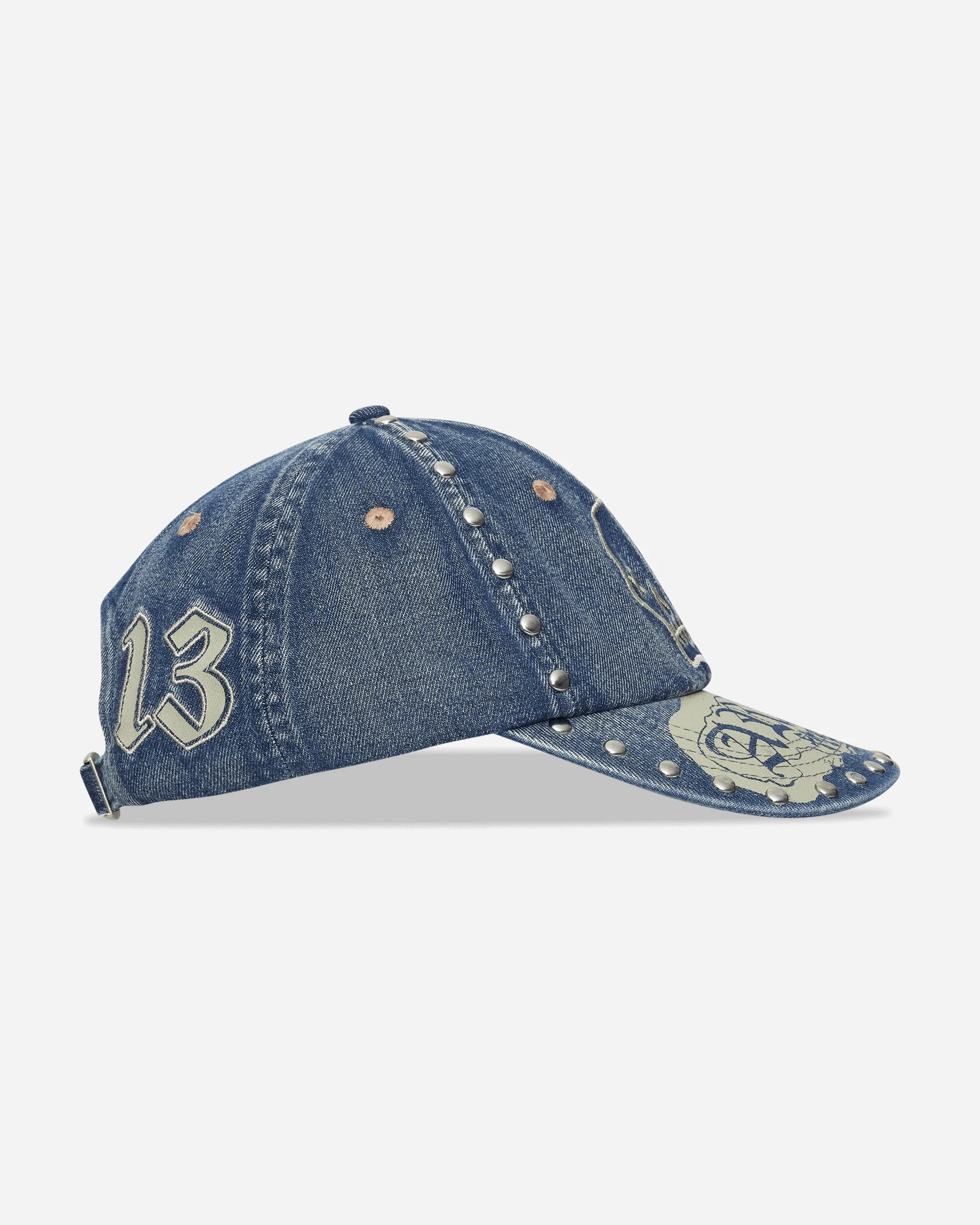 Studded Mega Graphic Denim Cap Blue - Image 5