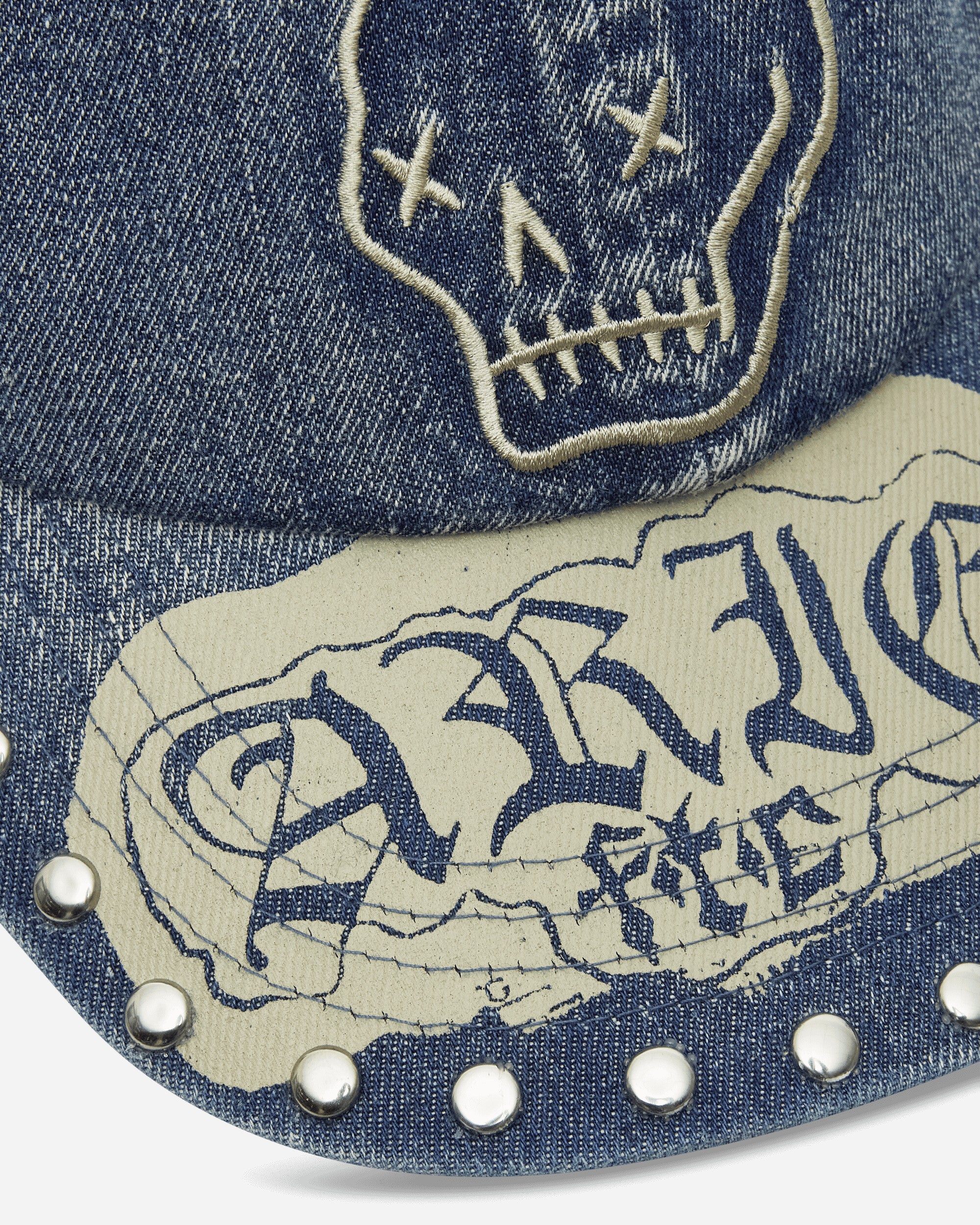 Studded Mega Graphic Denim Cap Blue - Image 6