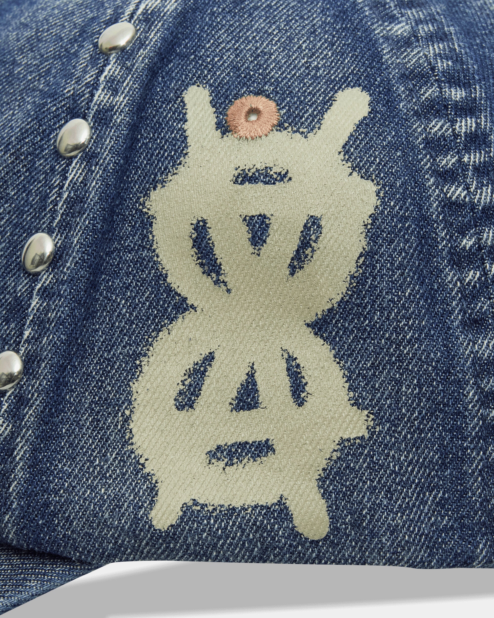 Studded Mega Graphic Denim Cap Blue - Image 7