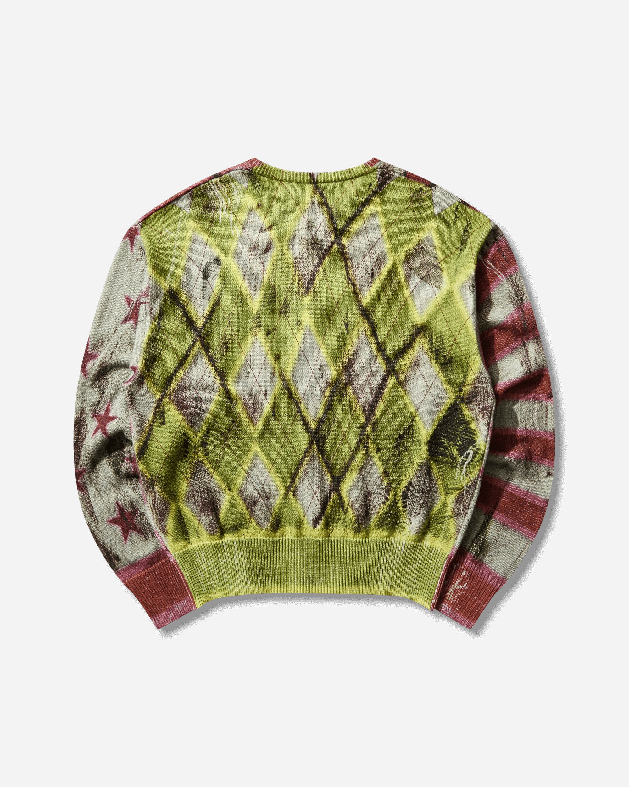 Digi Patchwork V Neck Knit Sweater Multicolor - Image 2