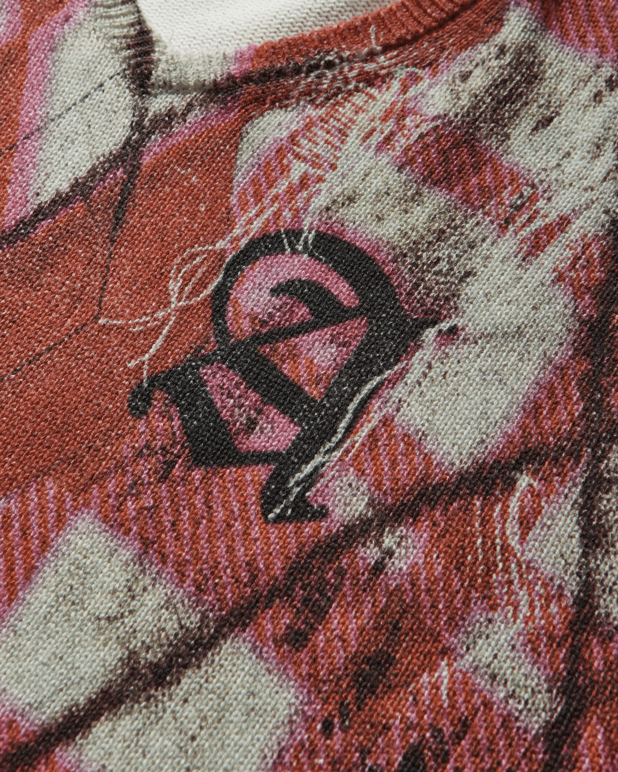 Digi Patchwork V Neck Knit Sweater Multicolor - Image 4