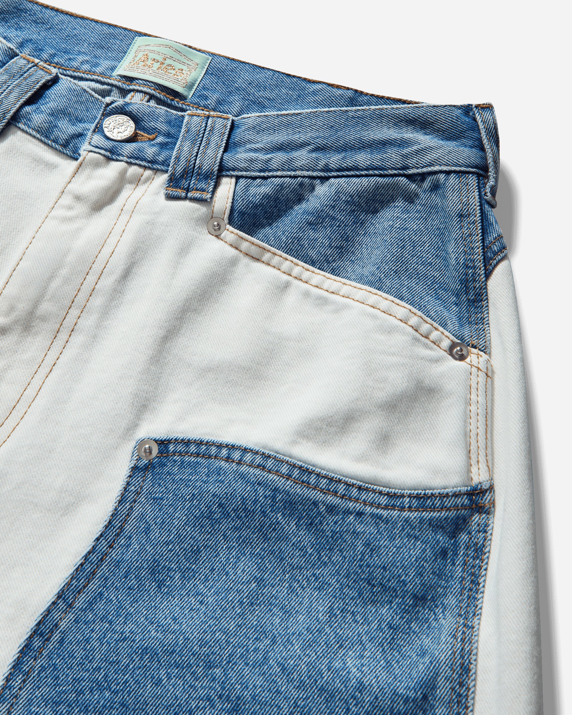 Women's Patchwork Western Carpenter Shorts White / Indigo - Image 3