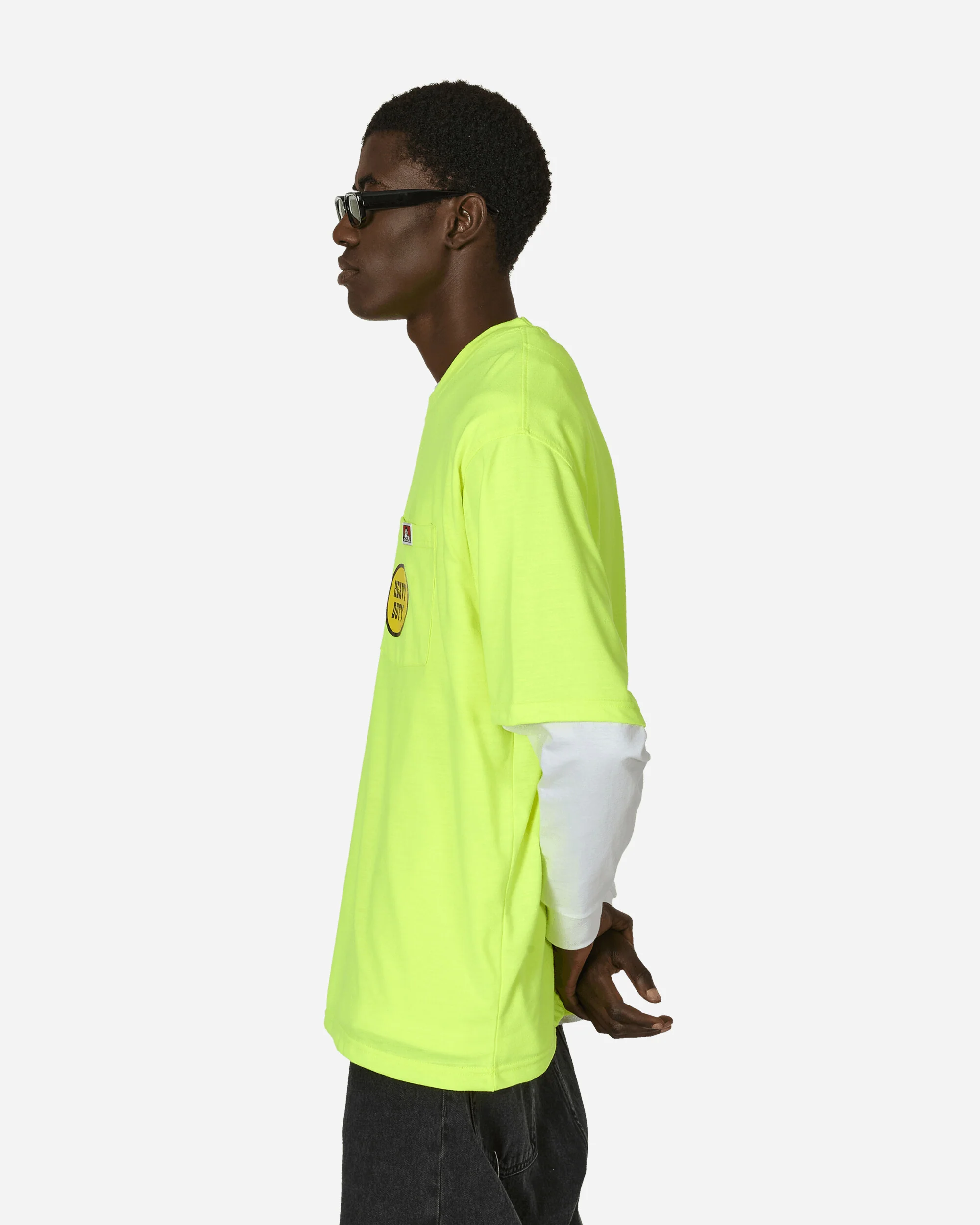 Heavy Duty Classic Label Pocket T-Shirt Hi Vis Green - Image 2