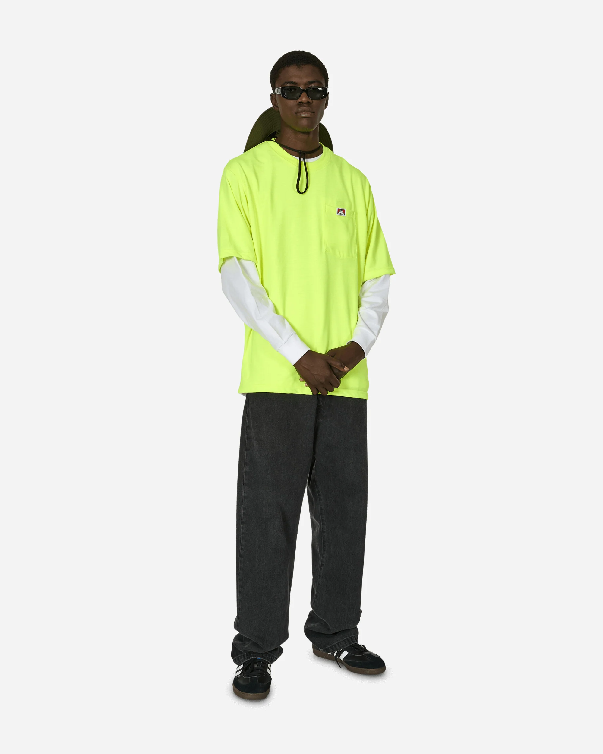 Heavy Duty Classic Label Pocket T-Shirt Hi Vis Green - Image 4