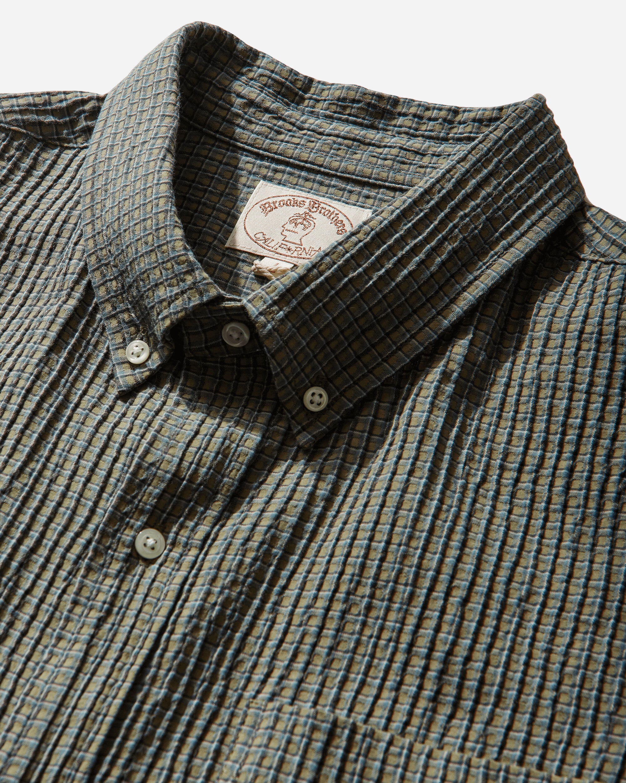 Brooks Brothers California Check Oxford Button Up Shirt Green - Image 4