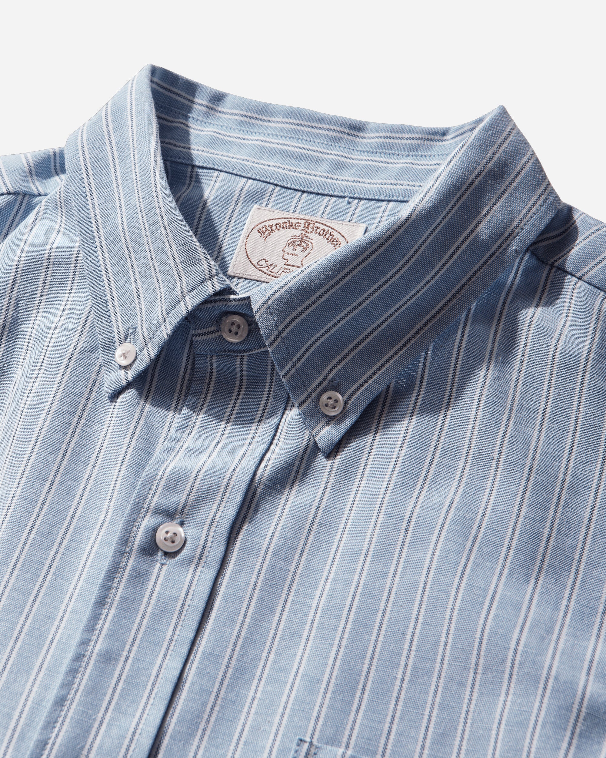 Brooks Brothers California Panel Oxford Button Up Shirt Light Blue - Image 4