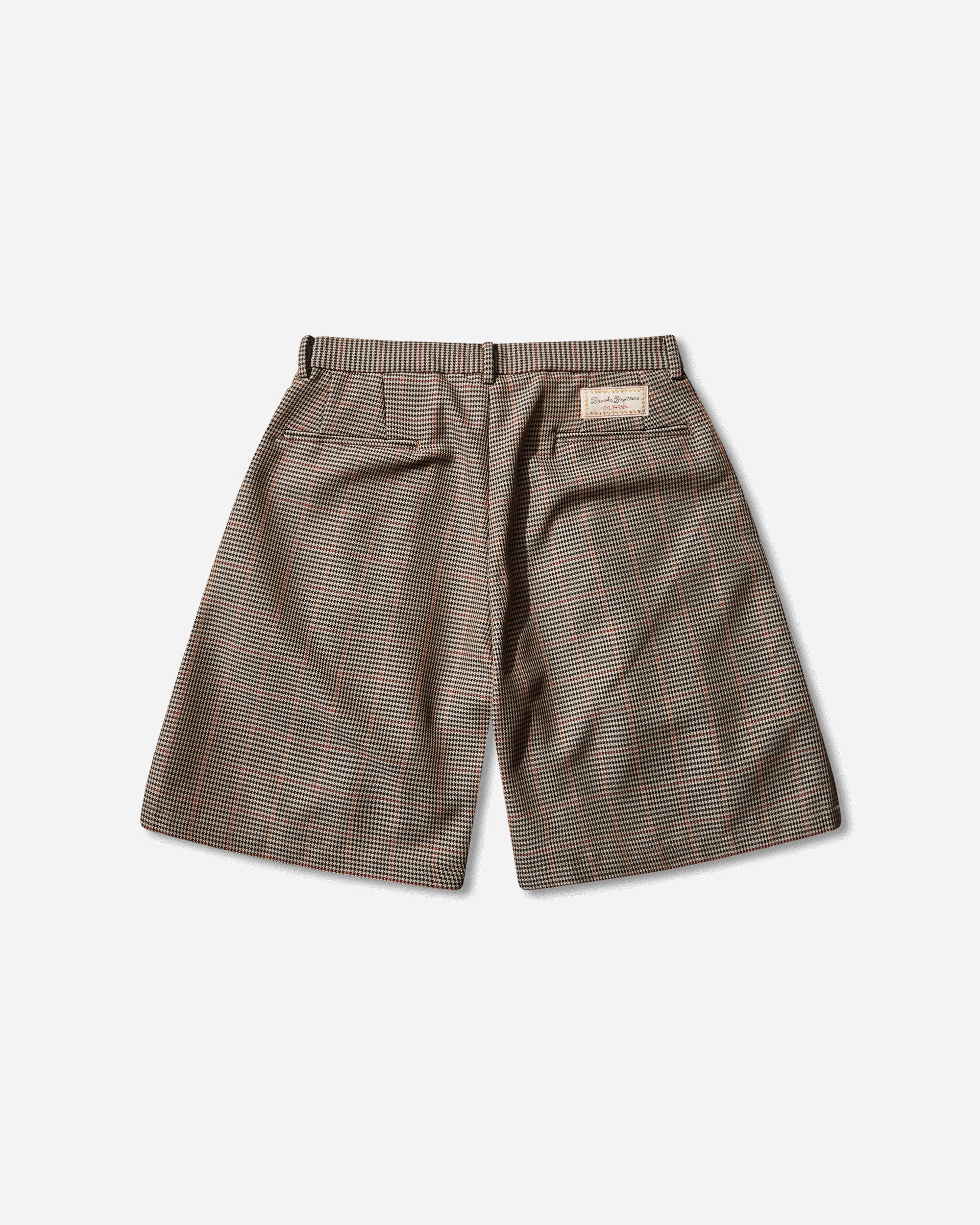 Men's Brooks Brothers Houndstooth Pleated Shorts Tan - Image 2