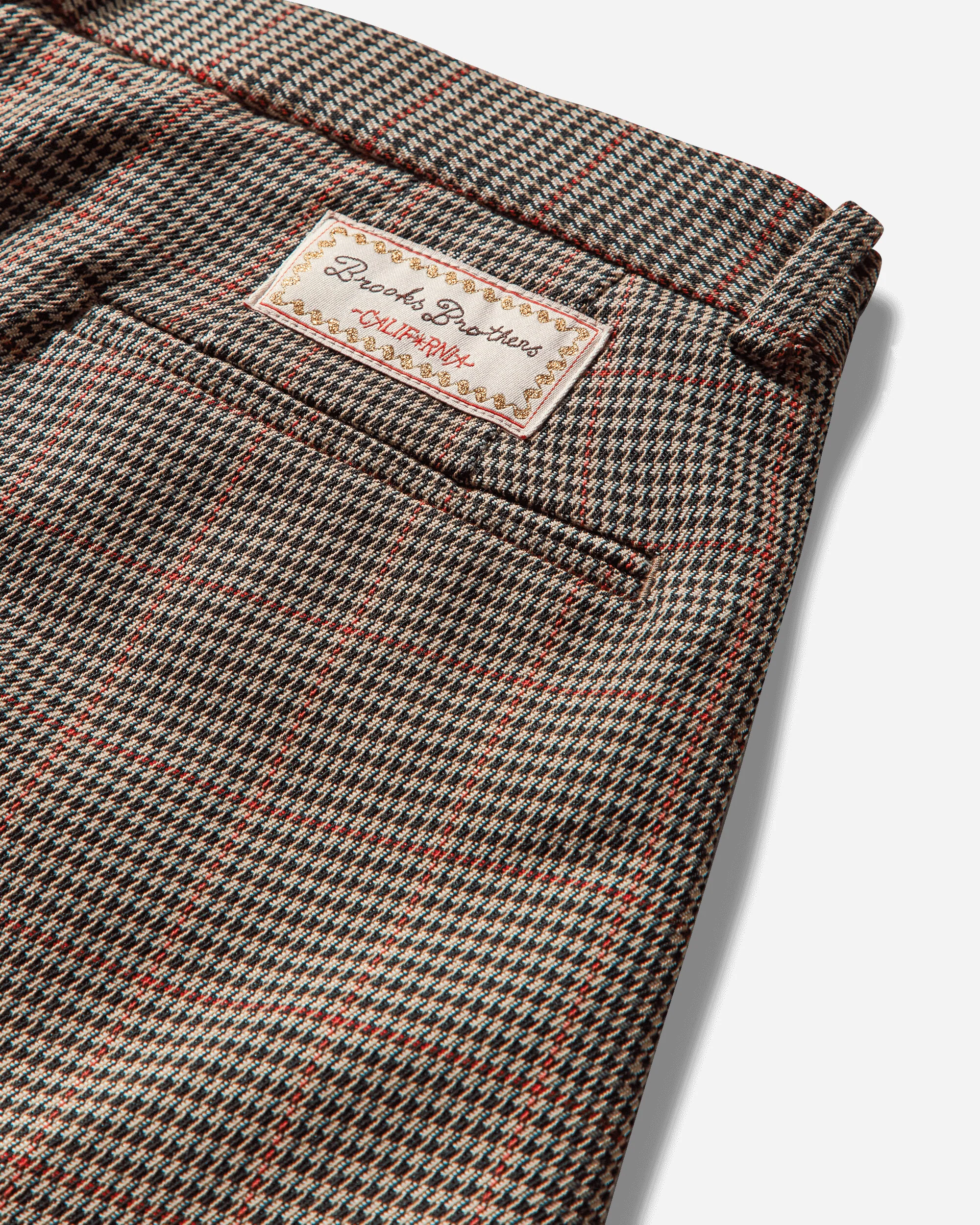 Men's Brooks Brothers Houndstooth Pleated Shorts Tan - Image 4