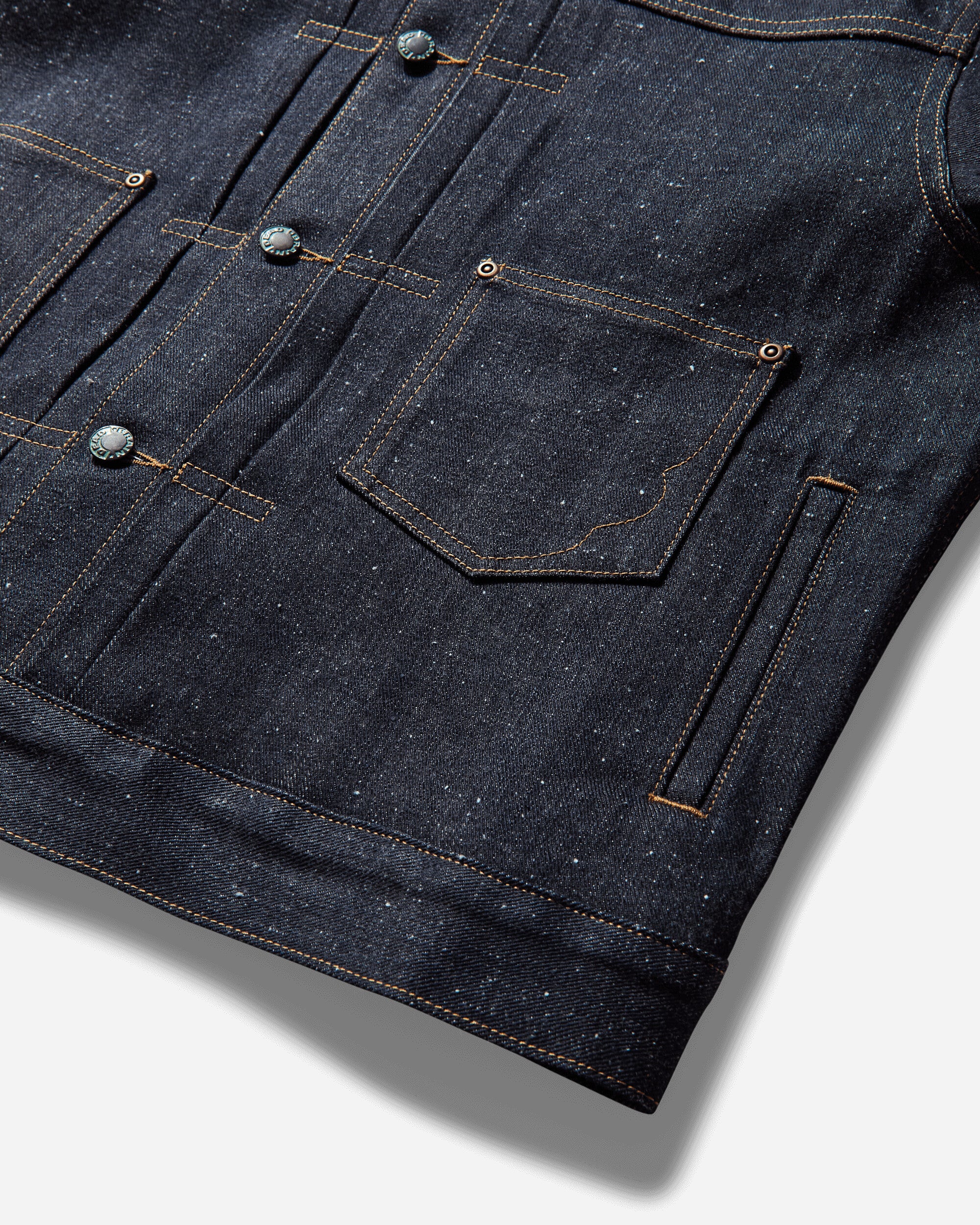 Men's Cropped Denim Trucker Jacket Indigo - Image 3
