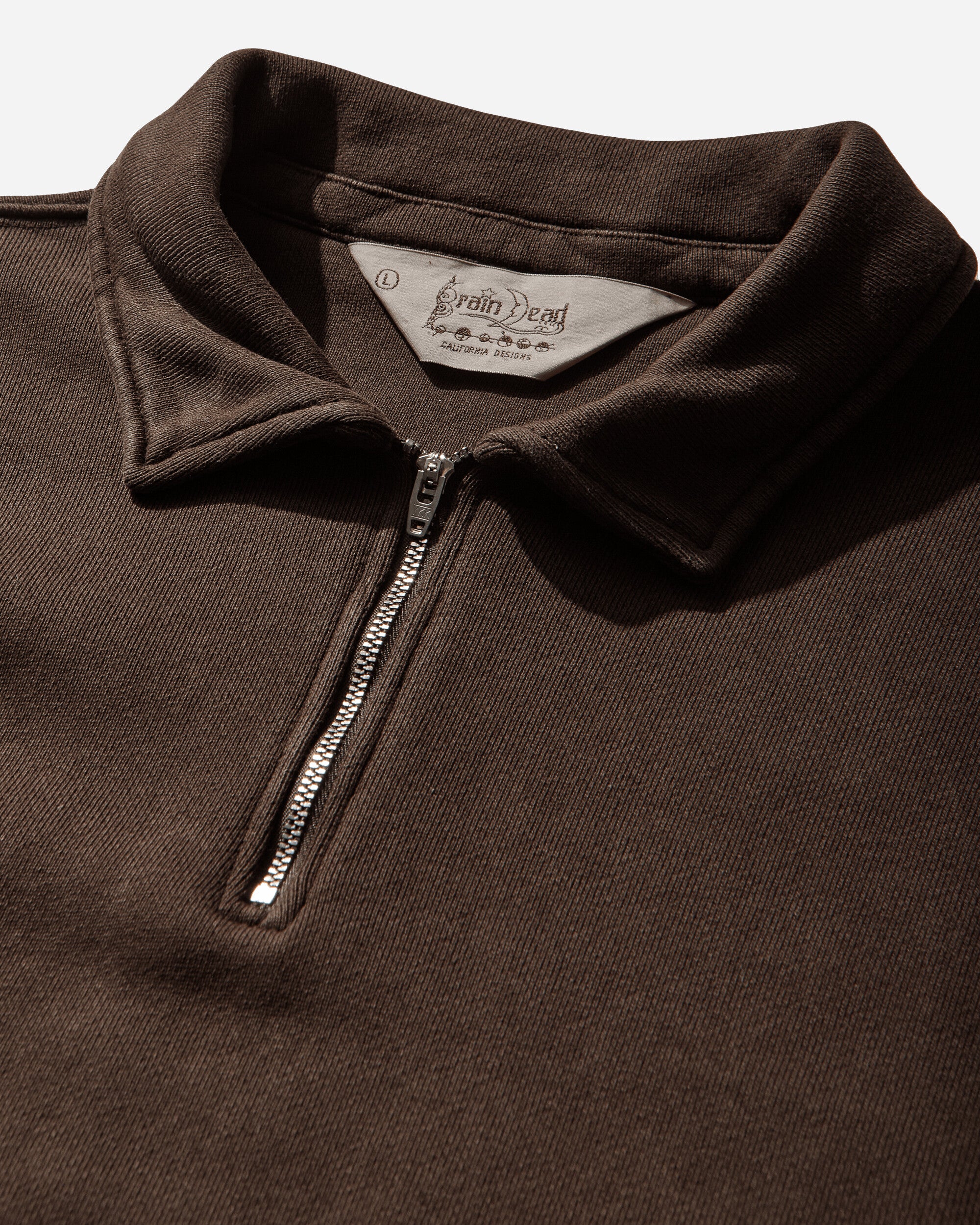 Half Zip Collared Sweatshirt Brown - Image 4