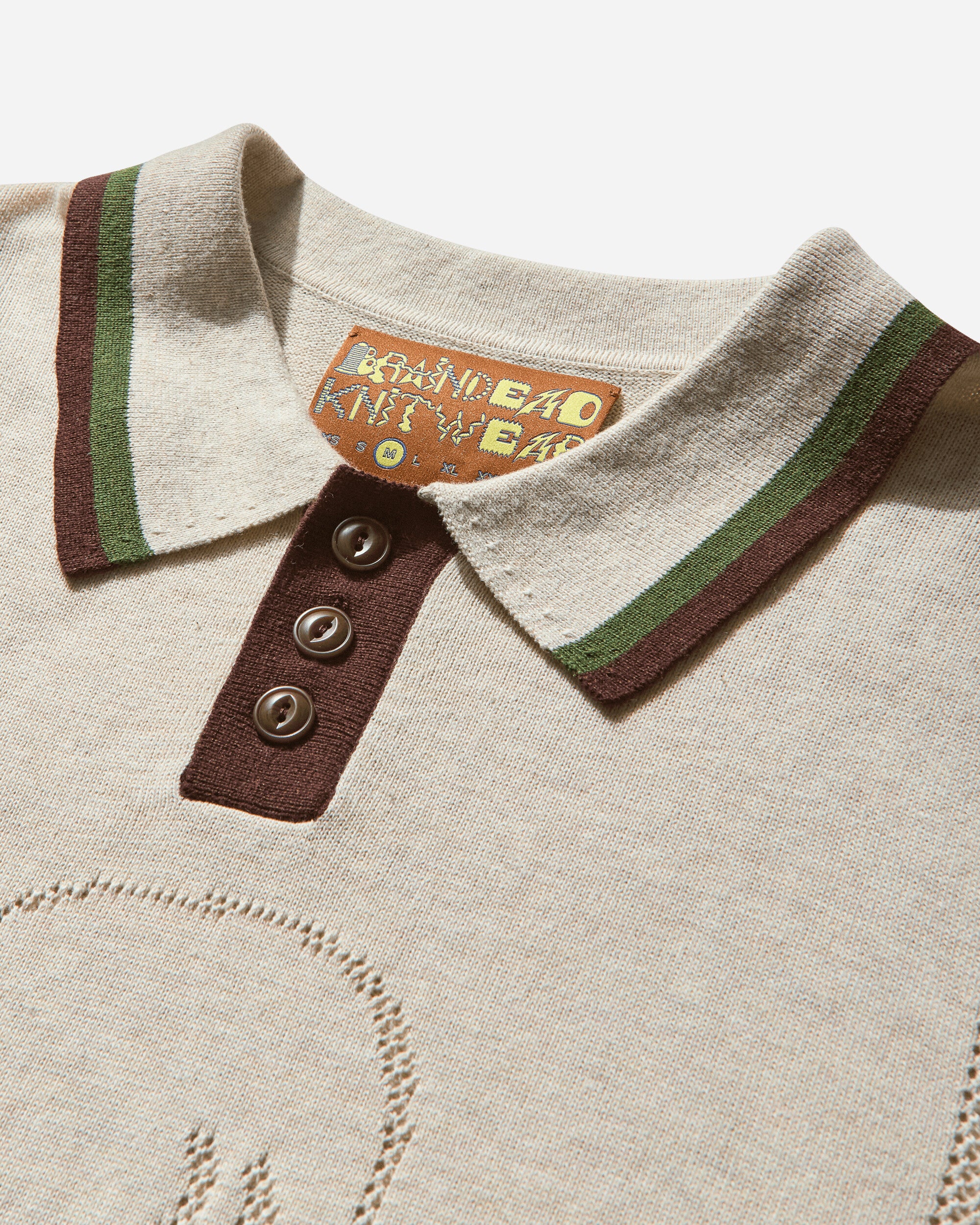Men's Logo Head Pointelle Polo Natural - Image 3