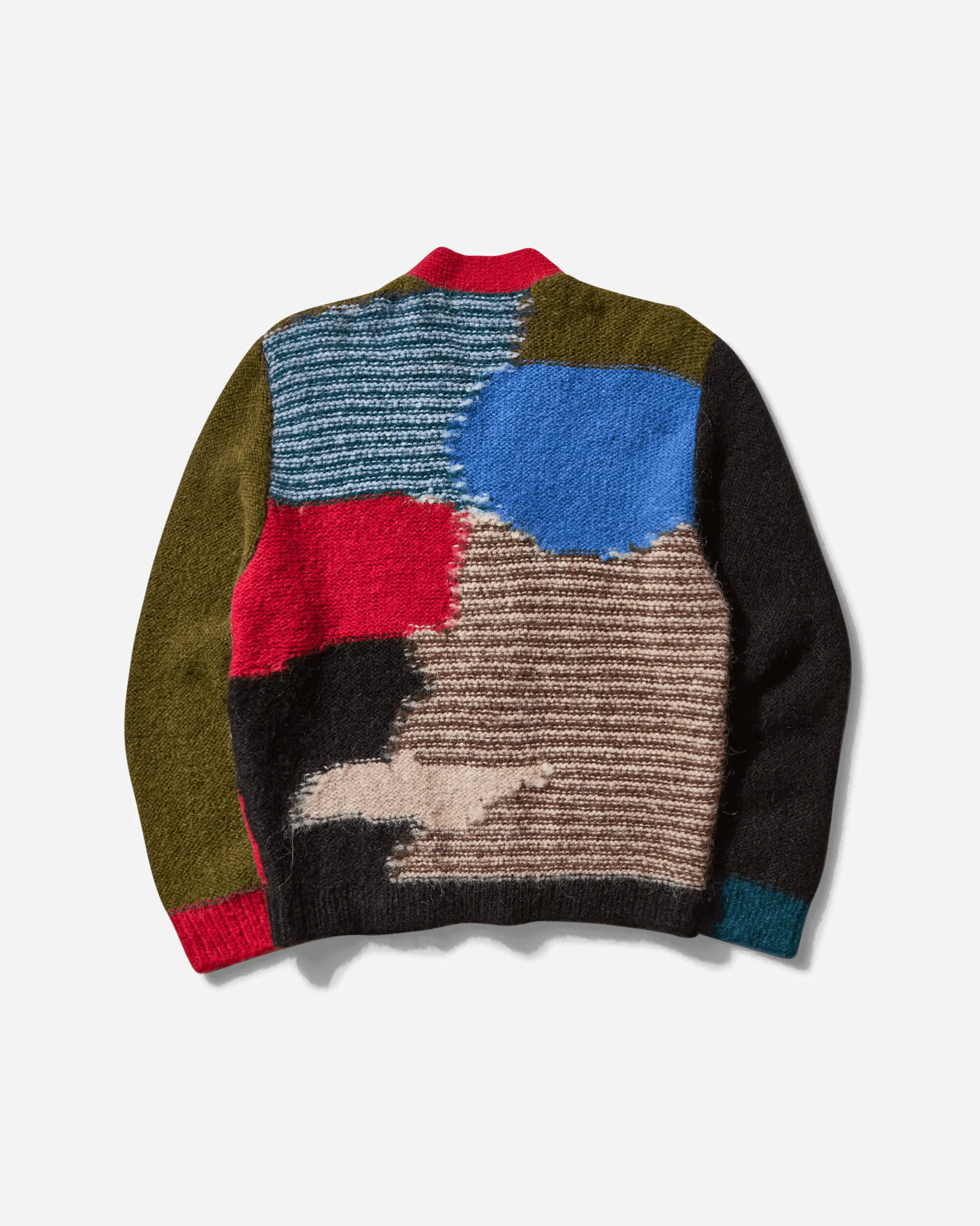 Men's Mix Pattern Cardigan Olive - Image 2