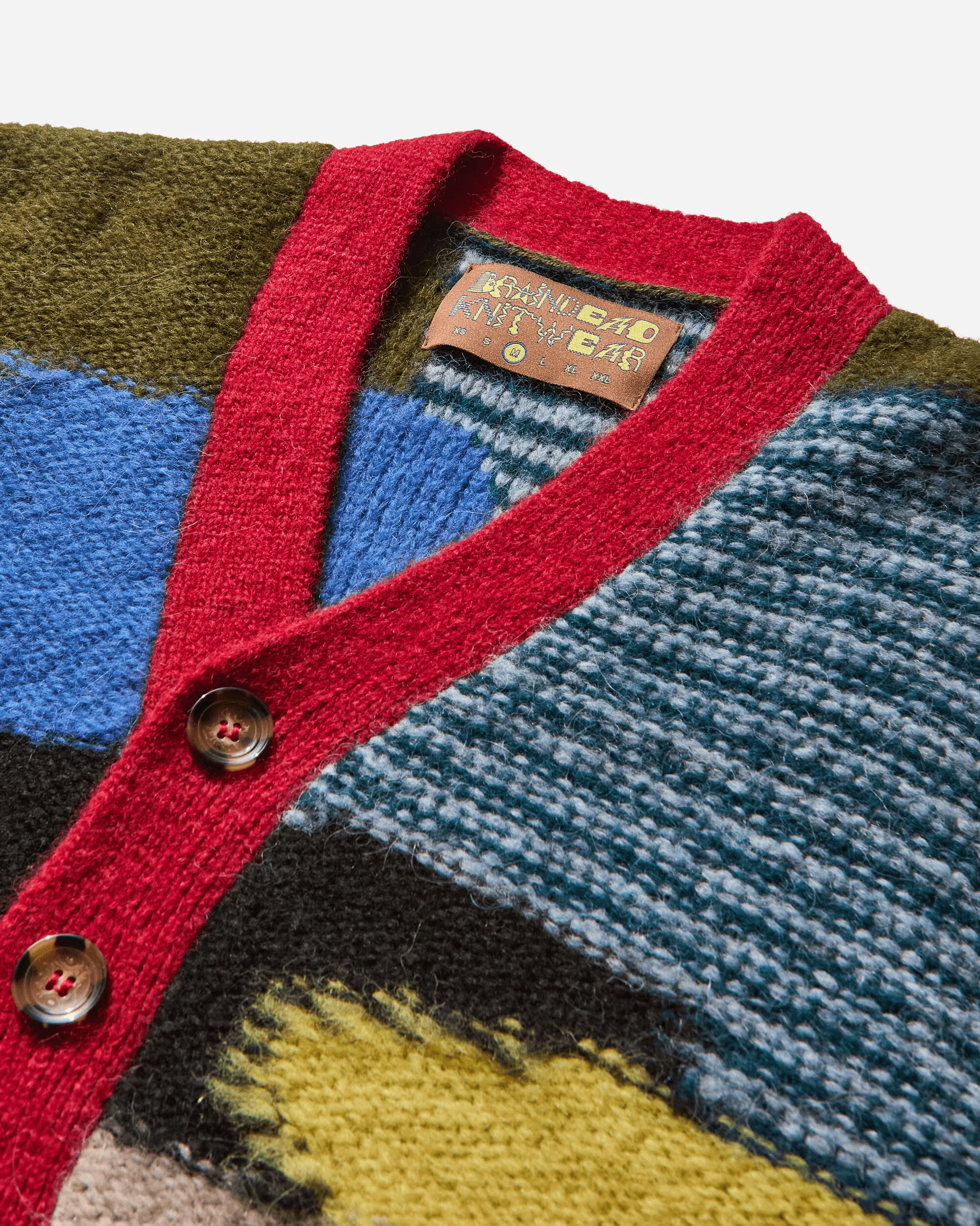 Men's Mix Pattern Cardigan Olive - Image 3