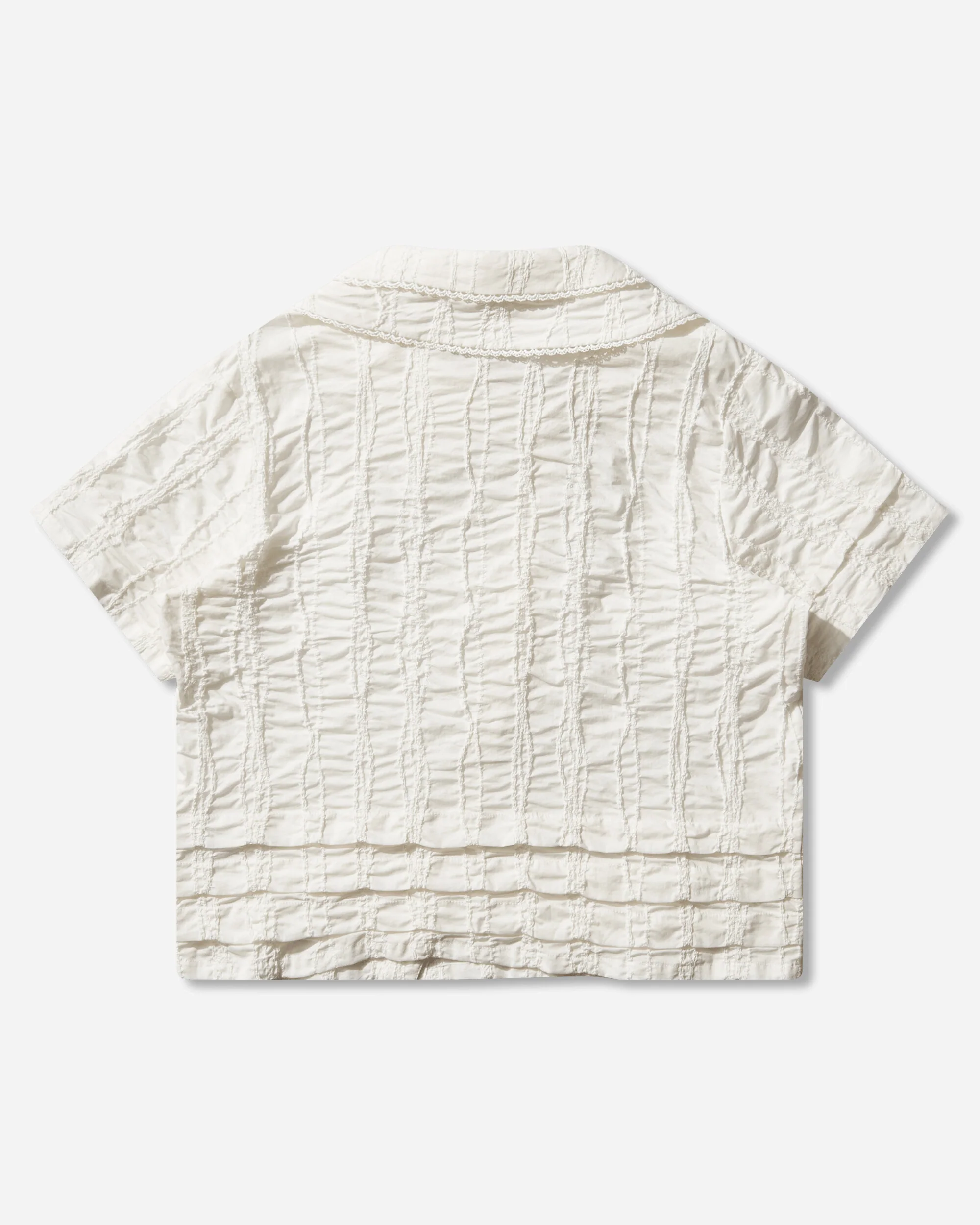 Women's Twisted Seersucker Button Up Shirt Beige - Image 2