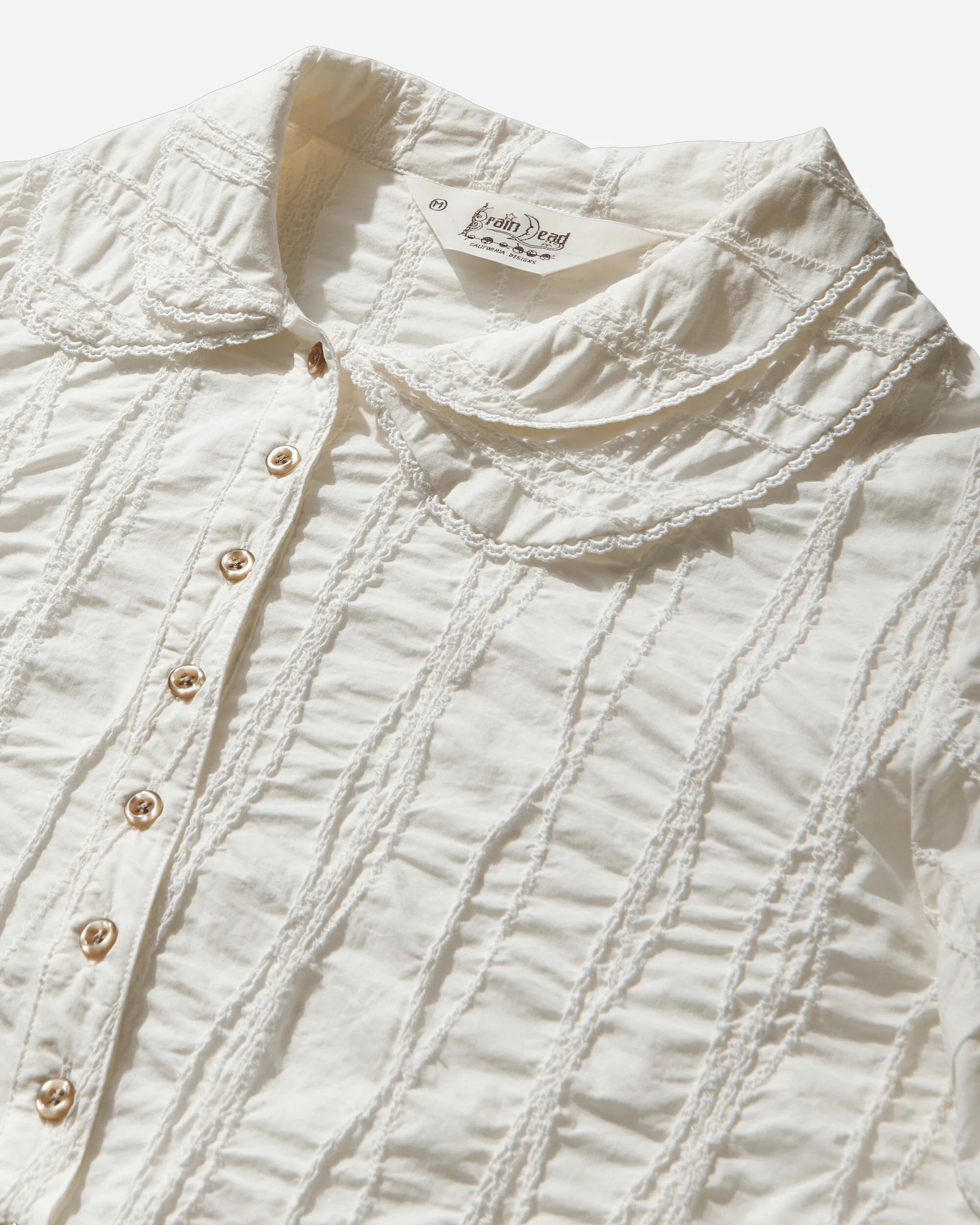 Women's Twisted Seersucker Button Up Shirt Beige - Image 3