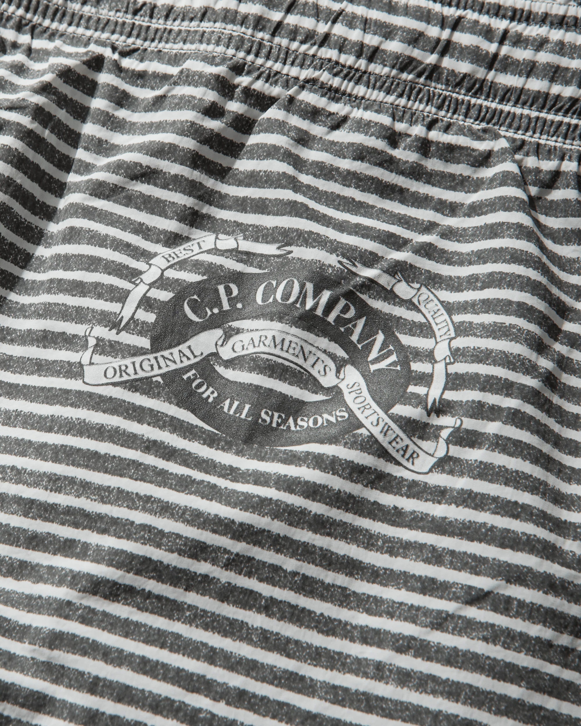 Men's Flatt Nylon Striped Swim Shorts Gunmetal - Image 3