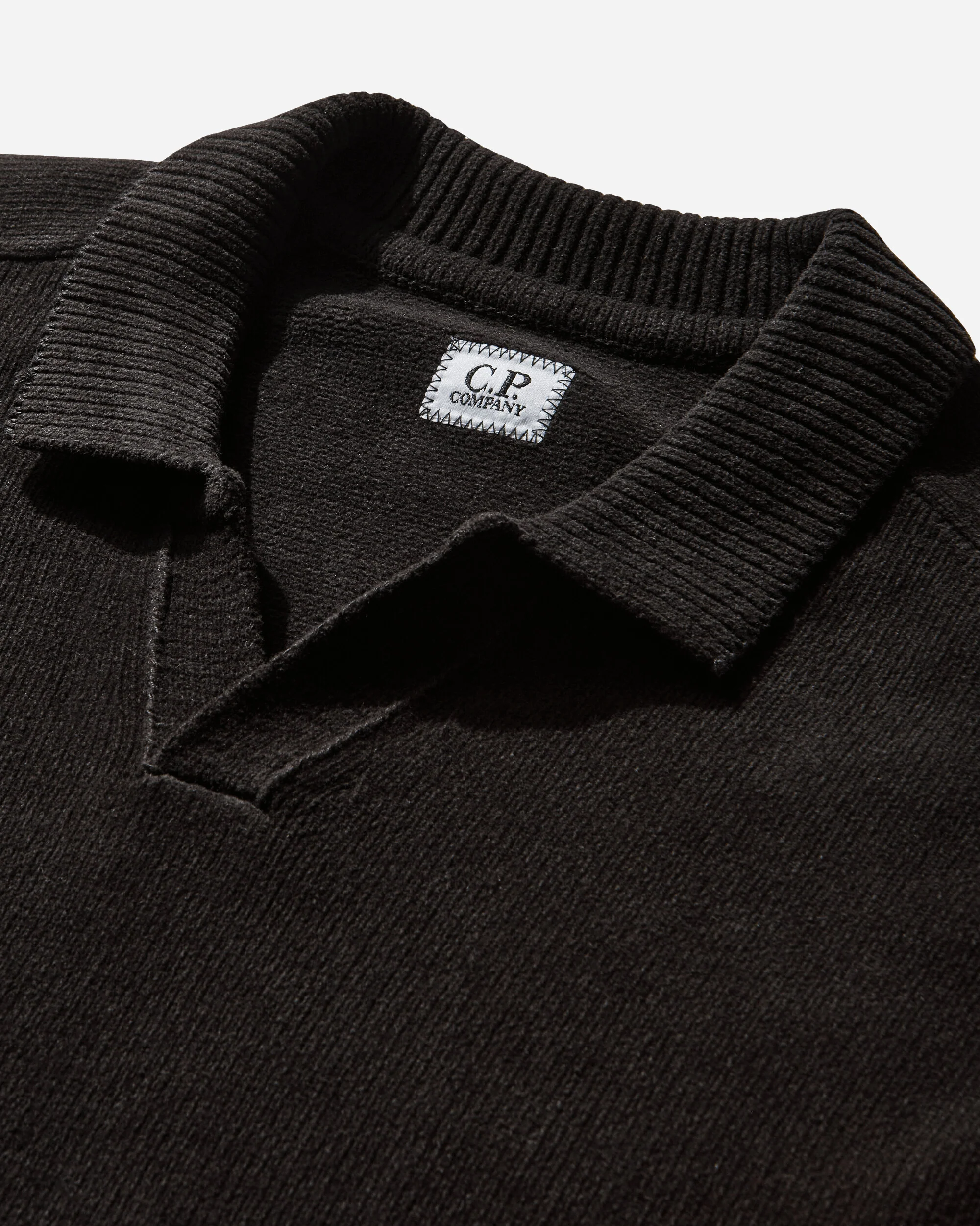 Men's Chenille Cotton Polo Lens Sweater Black - Image 4