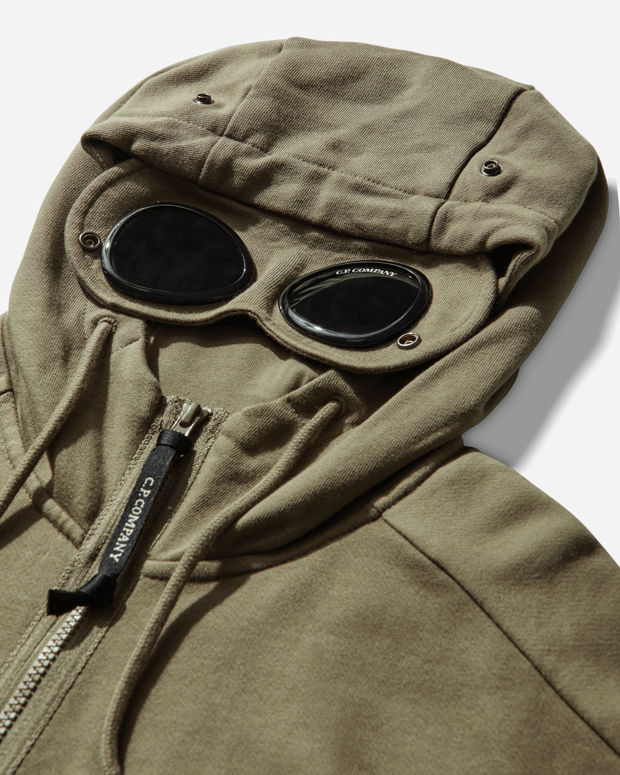 Men's Diagonal Raised Fleece Goggle Zipped Hoodie Dried Herb - Image 3
