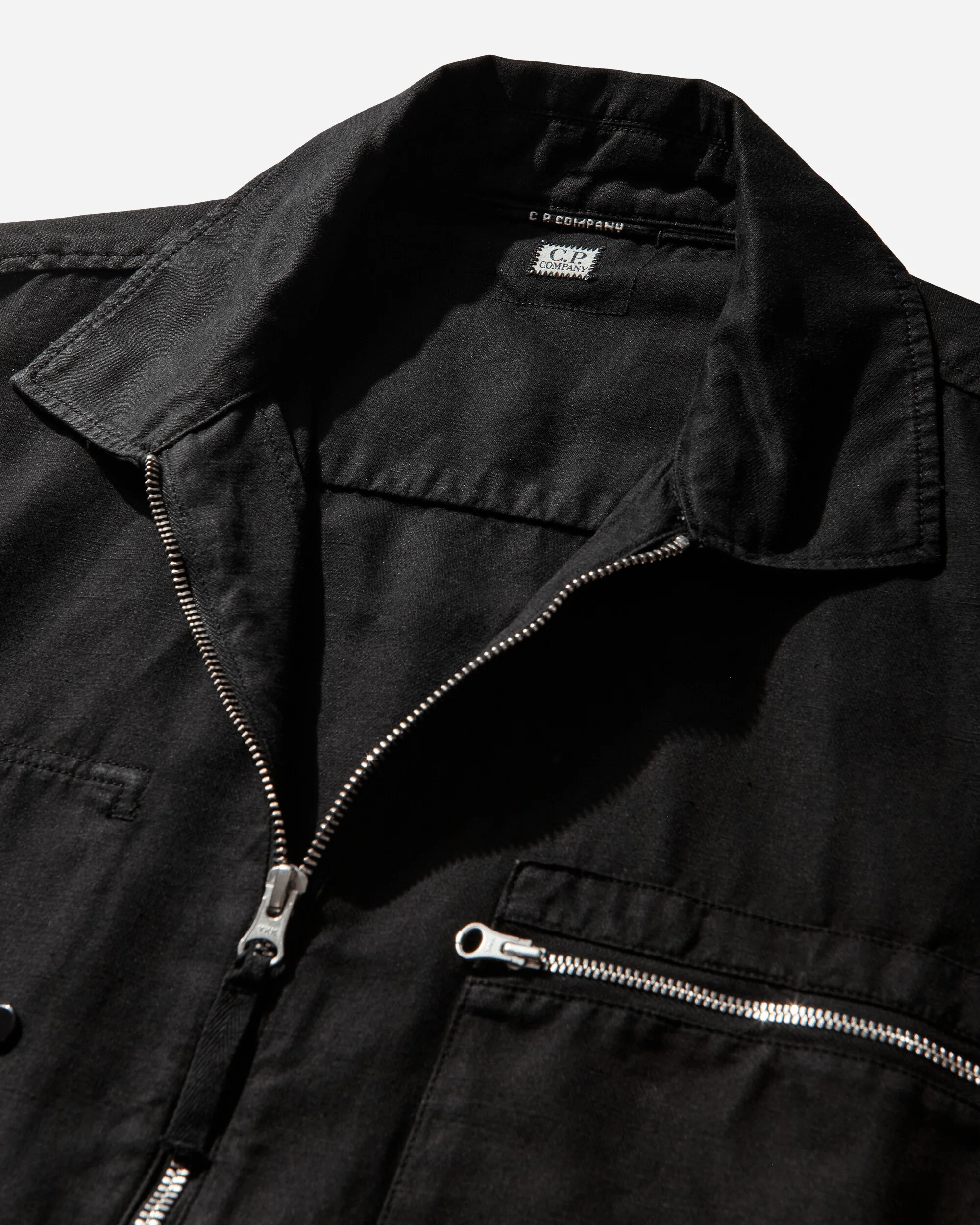 Men's Cotton / Linen Overshirt Black - Image 3
