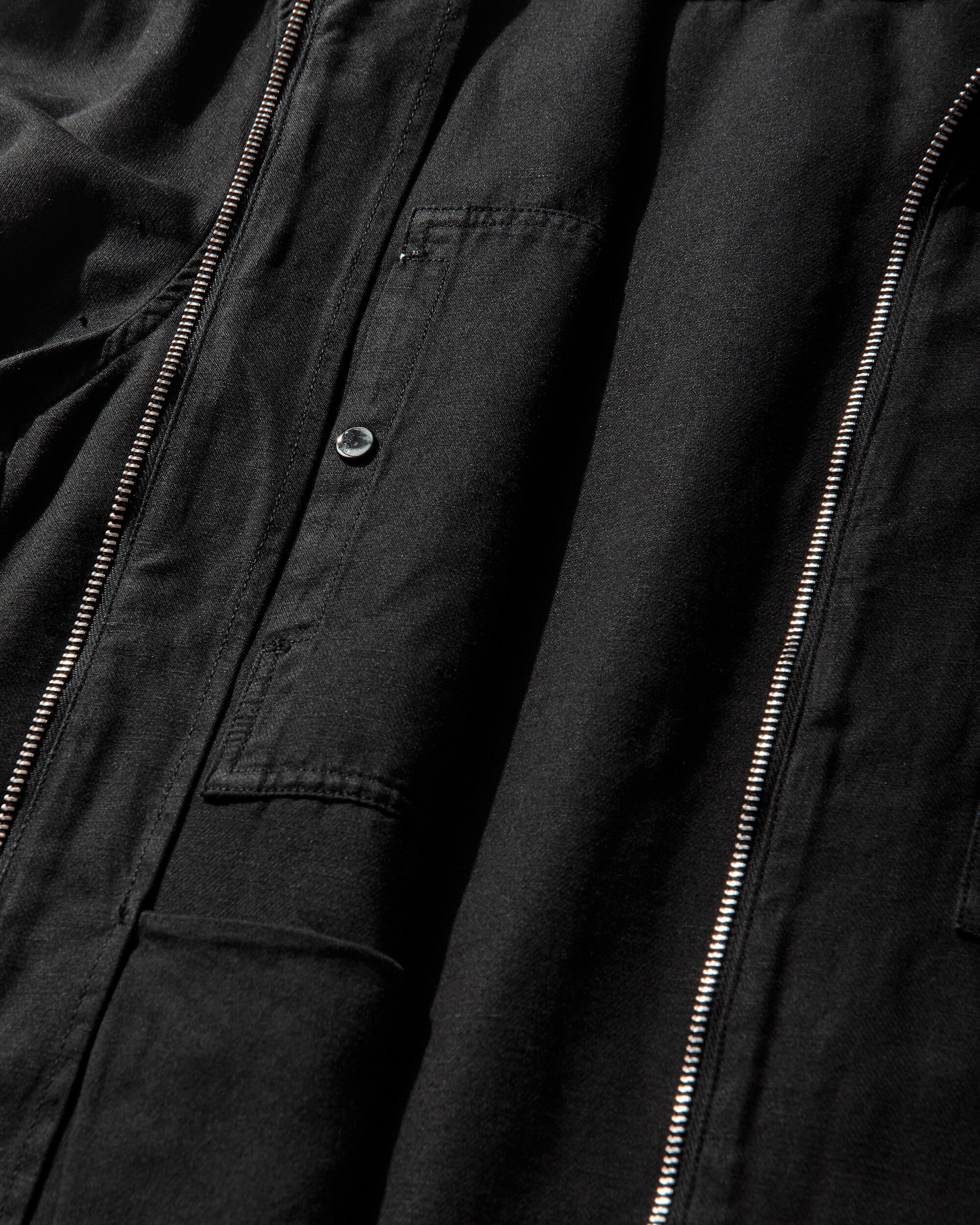 Men's Cotton / Linen Overshirt Black - Image 4