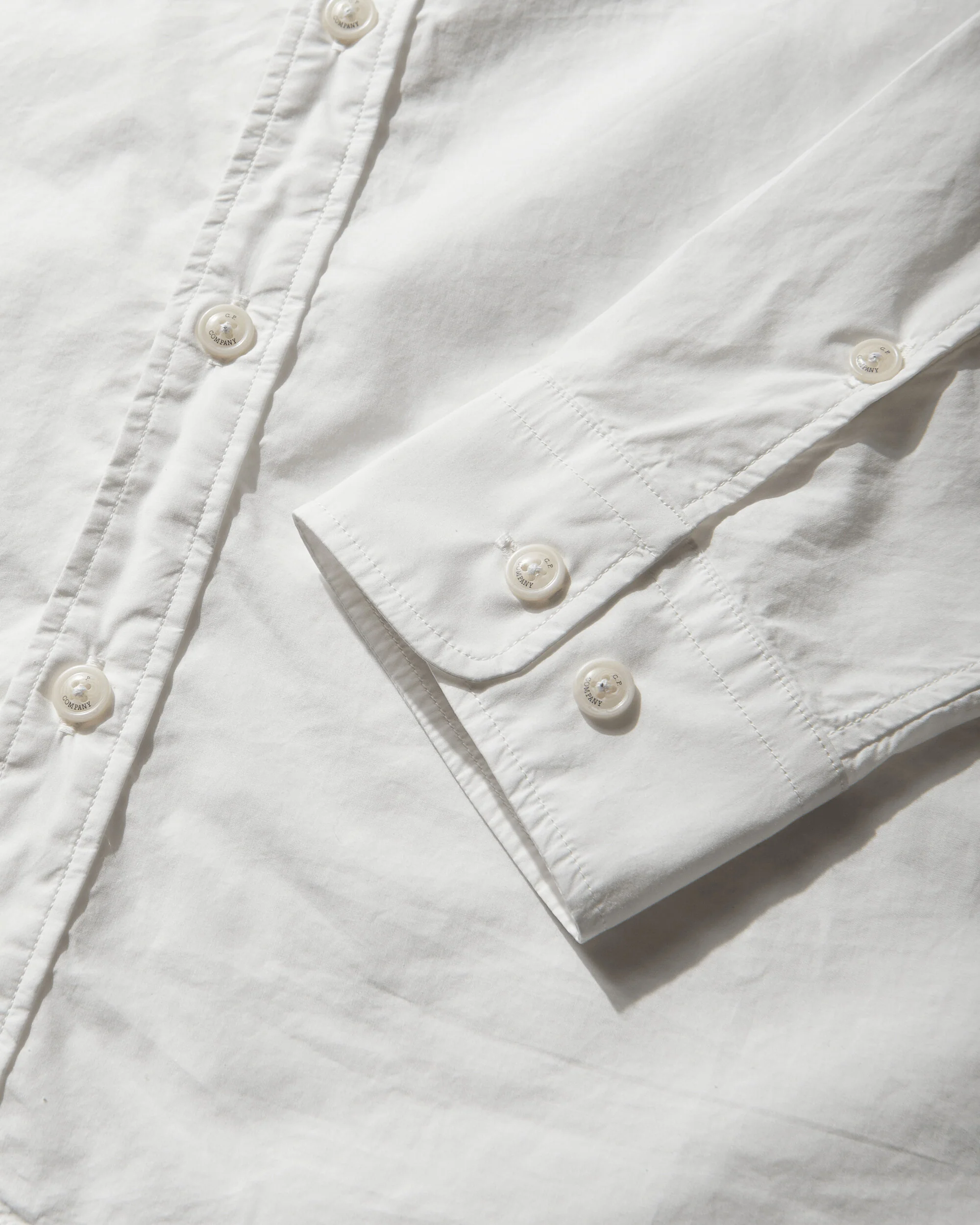 Men's Popeline Longsleeve Lens Button Shirt White - Image 4