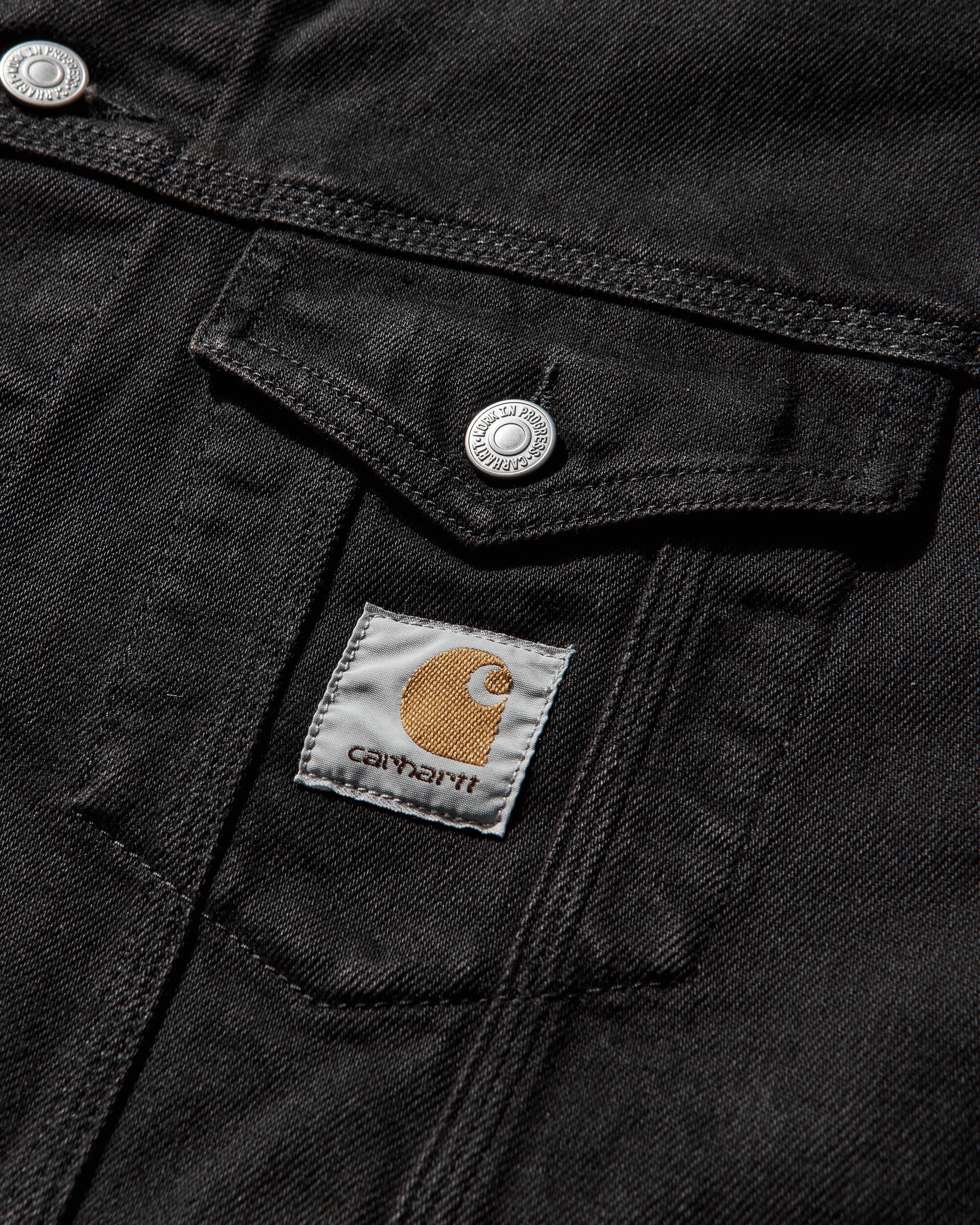 Men's Everson Trucker Jacket Black (Garment Dyed) - Image 3