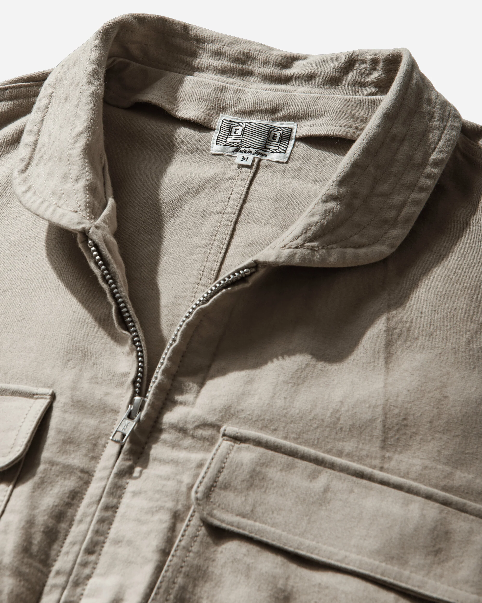 Men's Casual Zip Short Jacket Beige - Image 3