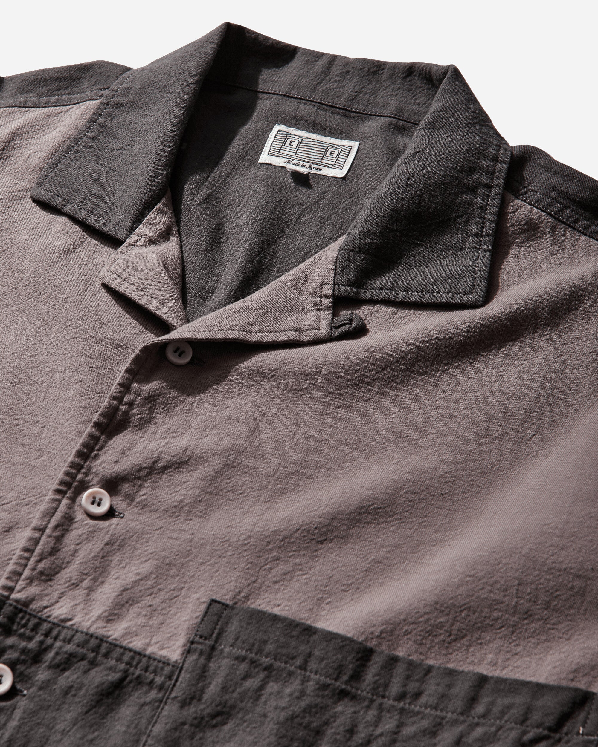 Men's Coloured Cotton Twill Open Shirt Charcoal - Image 3