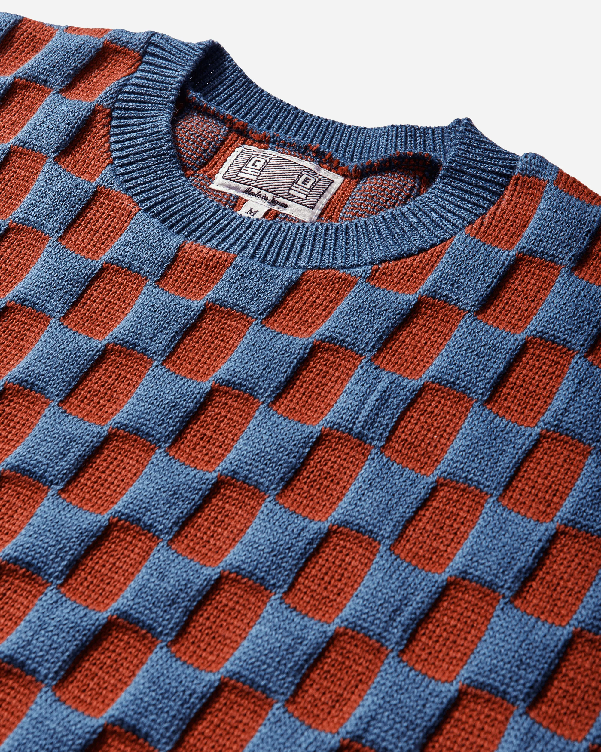 Men's Rectangular Block Knit Sweater Blue - Image 3