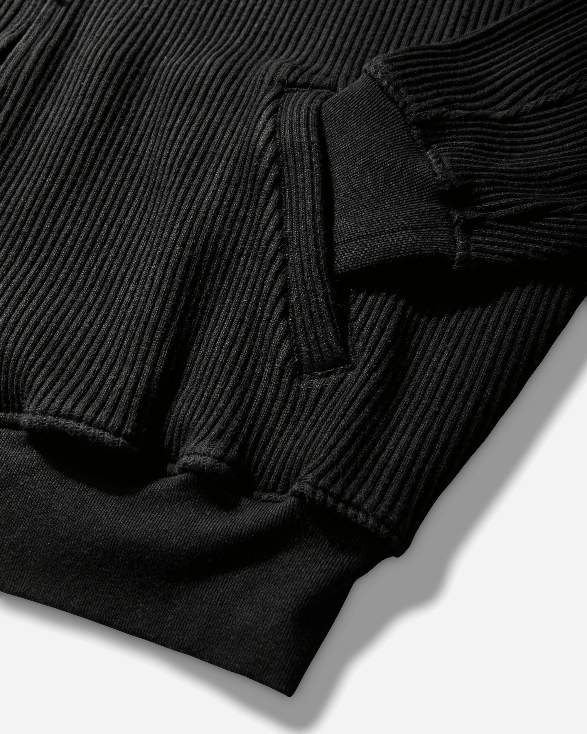 Men's Wide Rib Big Heavy Zip Hoodie Black - Image 3