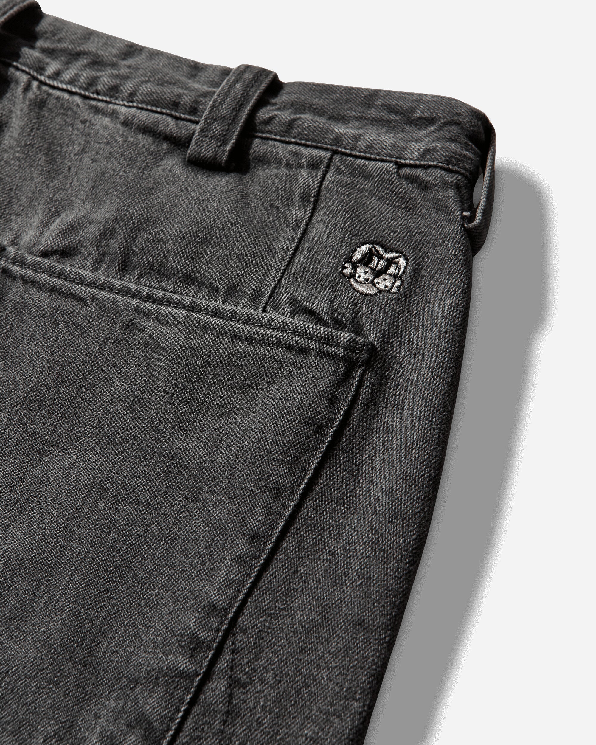 Men's 10 Pocket Double Knee Denim Pants Washed Black - Image 3