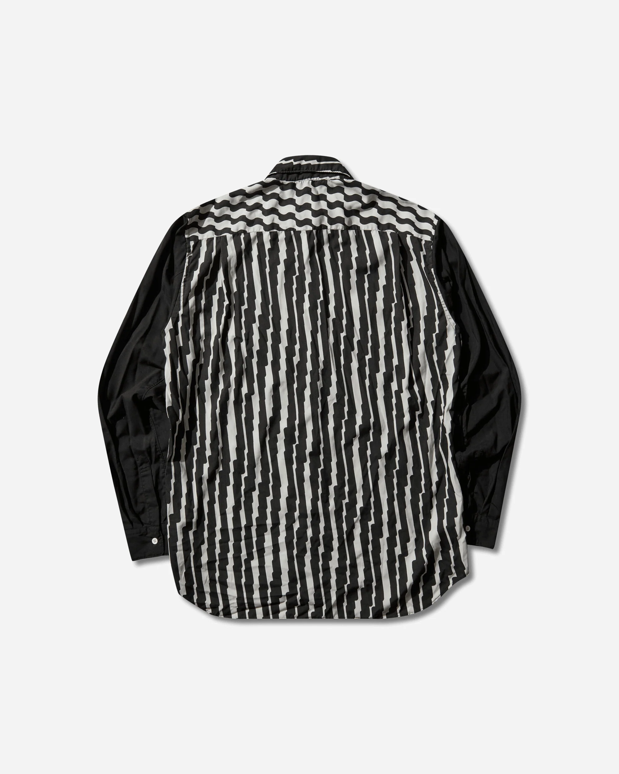 Men's Mixed Pattern Longsleeve Shirt White / Black - Image 2