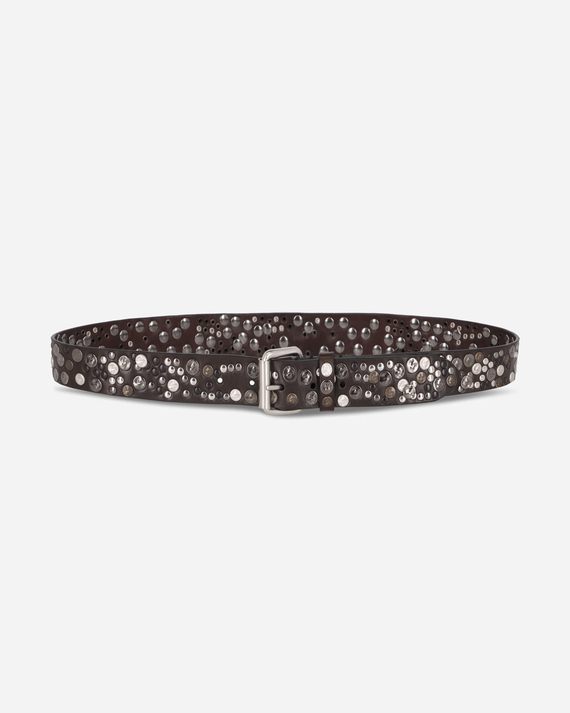 Studded Leather Belt Dark Brown - Image 2