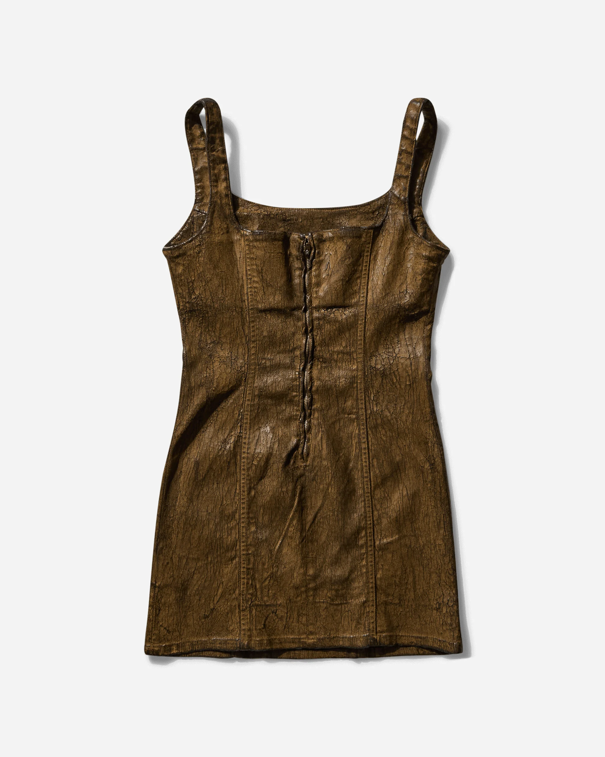 Women's Crackle Denim Dress Dark Brown Earth - Image 2