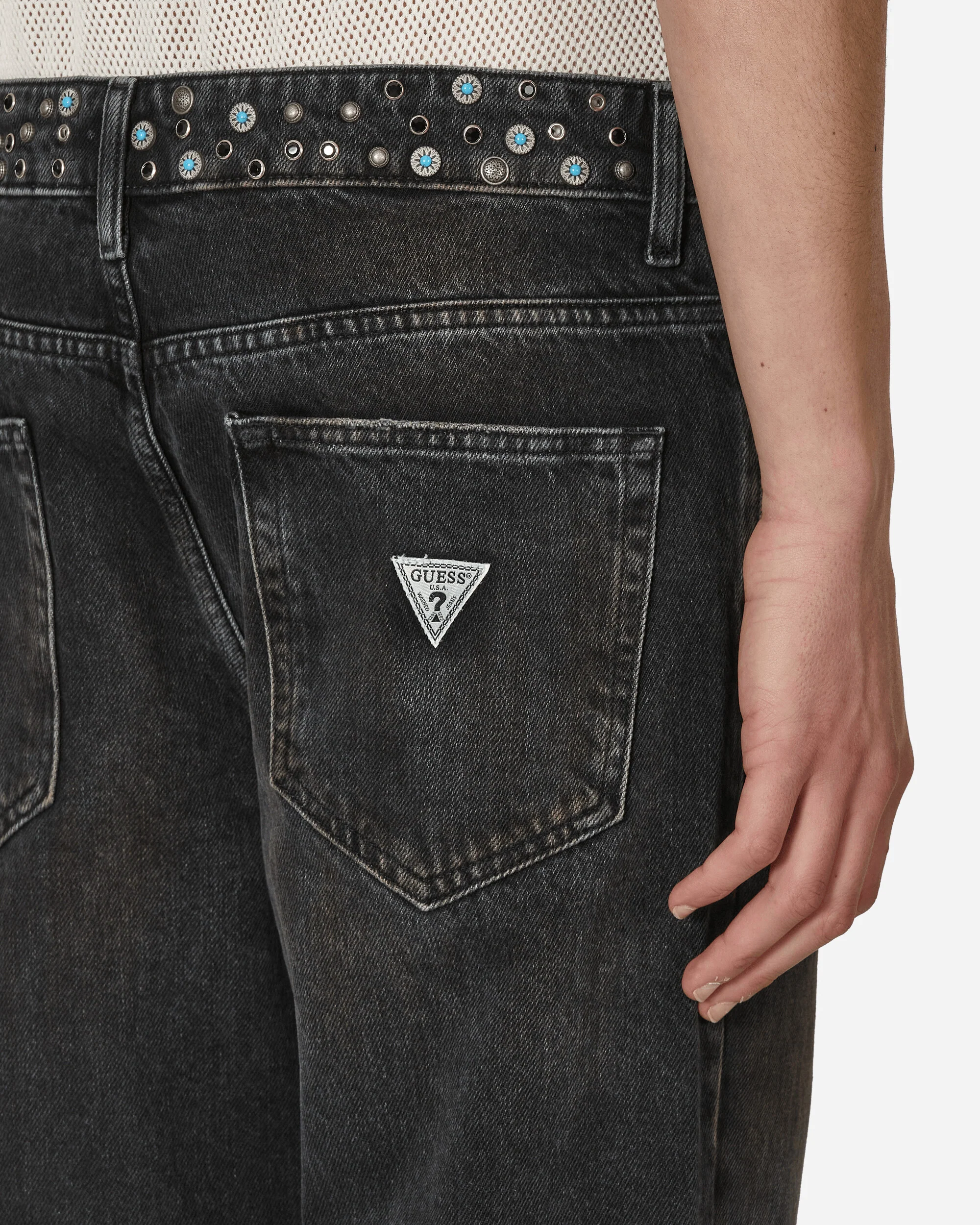 Embellished Flare Pants Aged Black Wash - Image 5