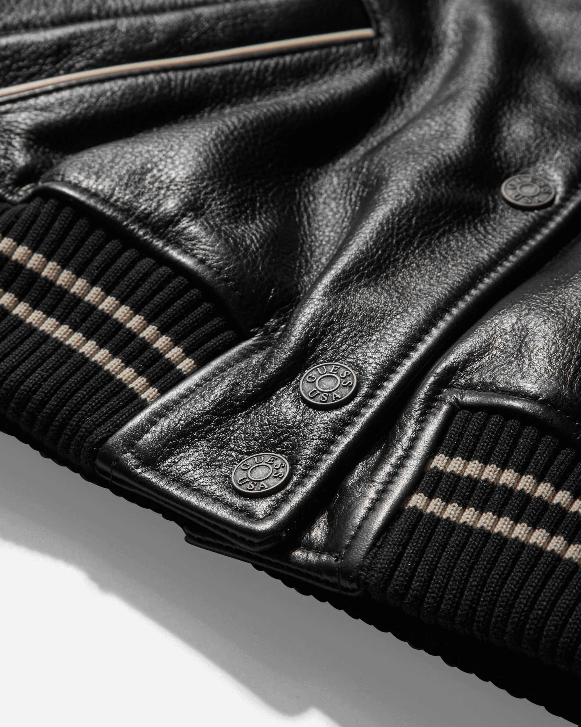 Women's Leather Varsity Jacket Jet Black - Image 4