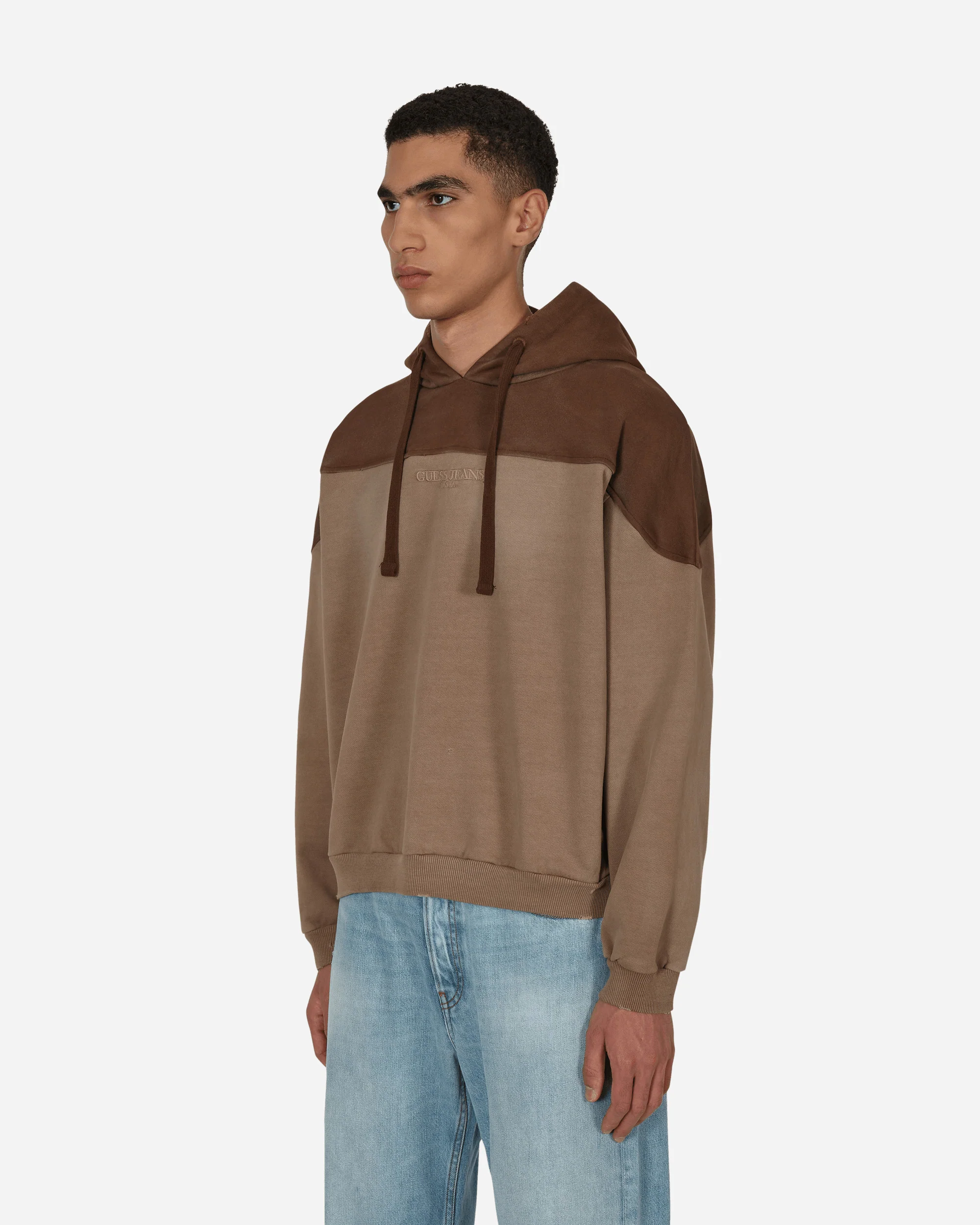 Two Tone Hooded Sweatshirt Brown - Image 2