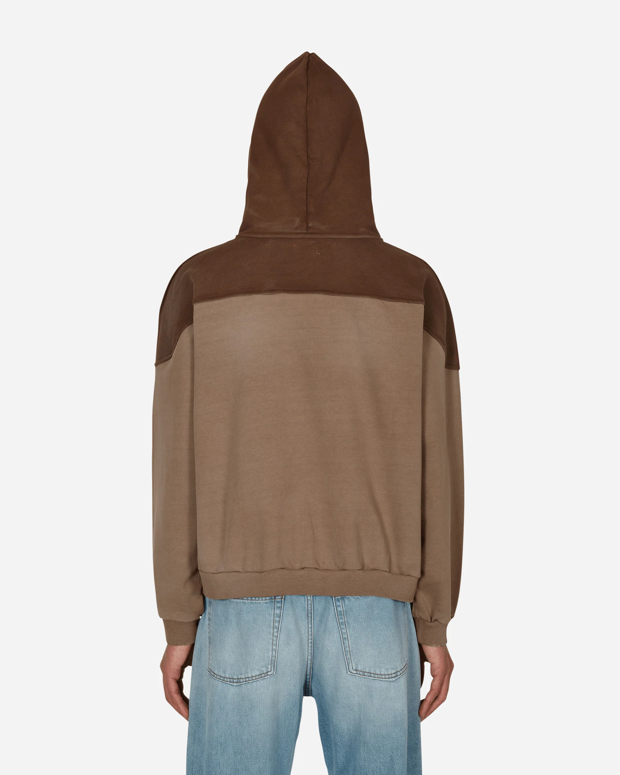 Two Tone Hooded Sweatshirt Brown - Image 3