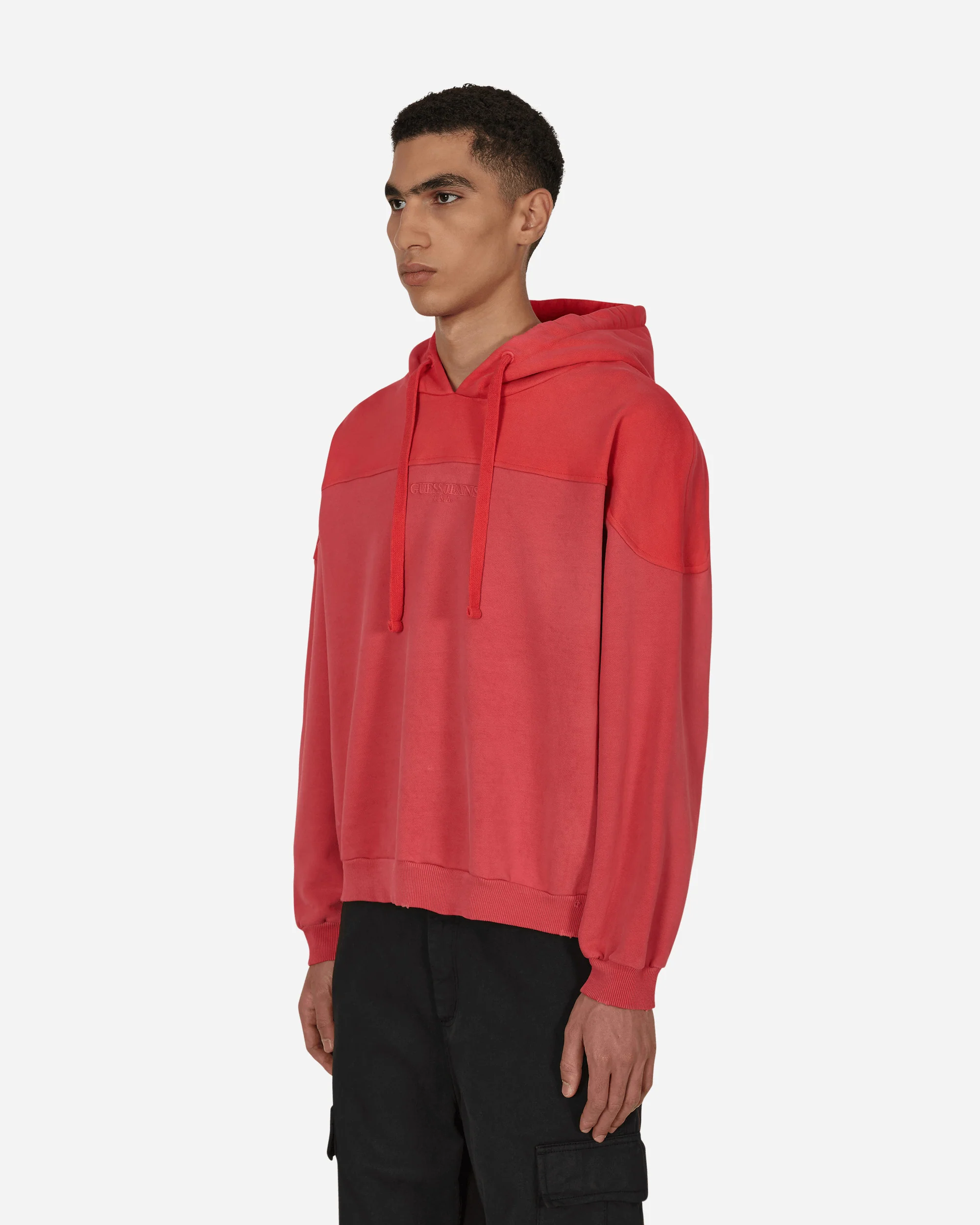 Two Tone Hooded Sweatshirt Red - Image 2