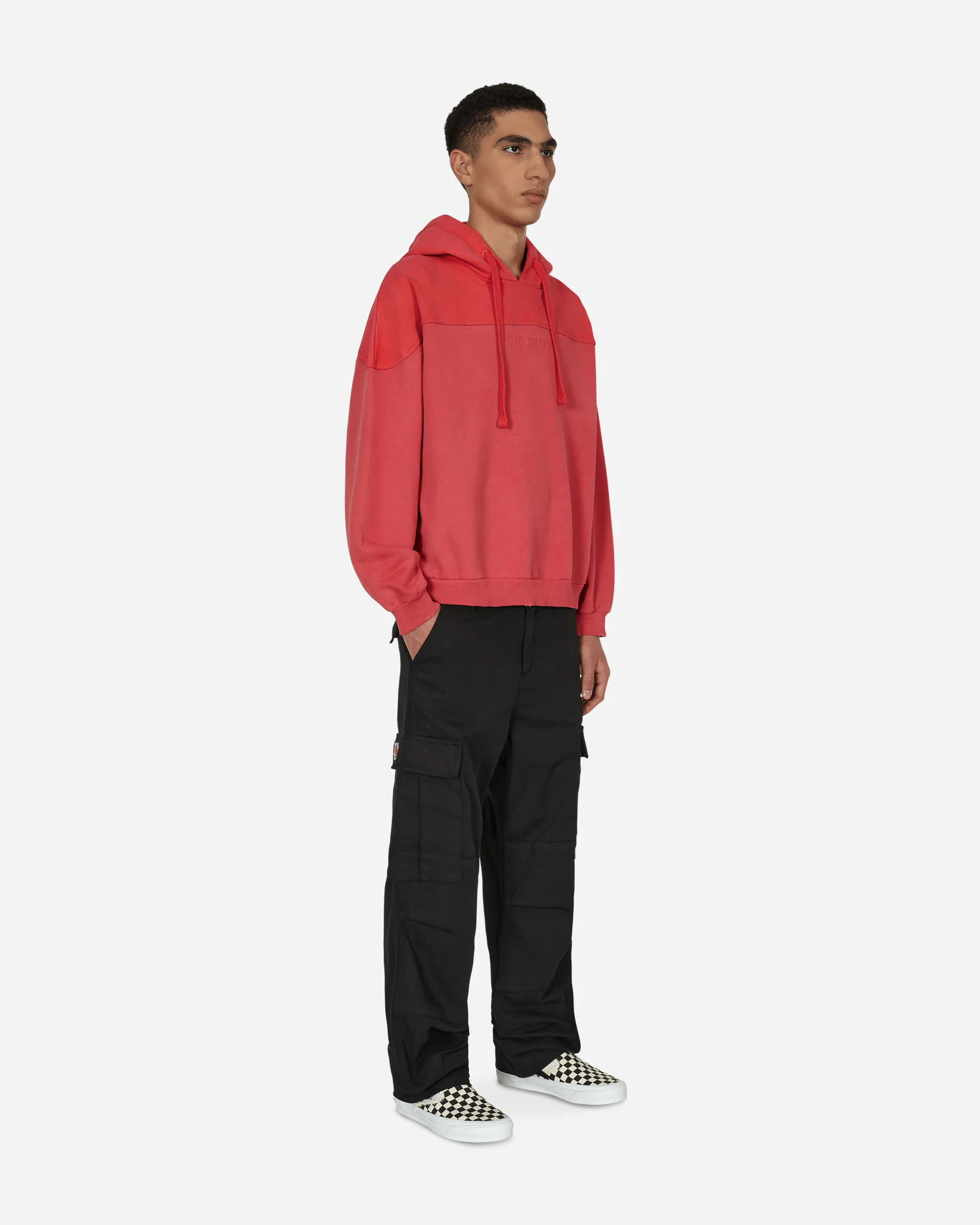 Two Tone Hooded Sweatshirt Red - Image 4