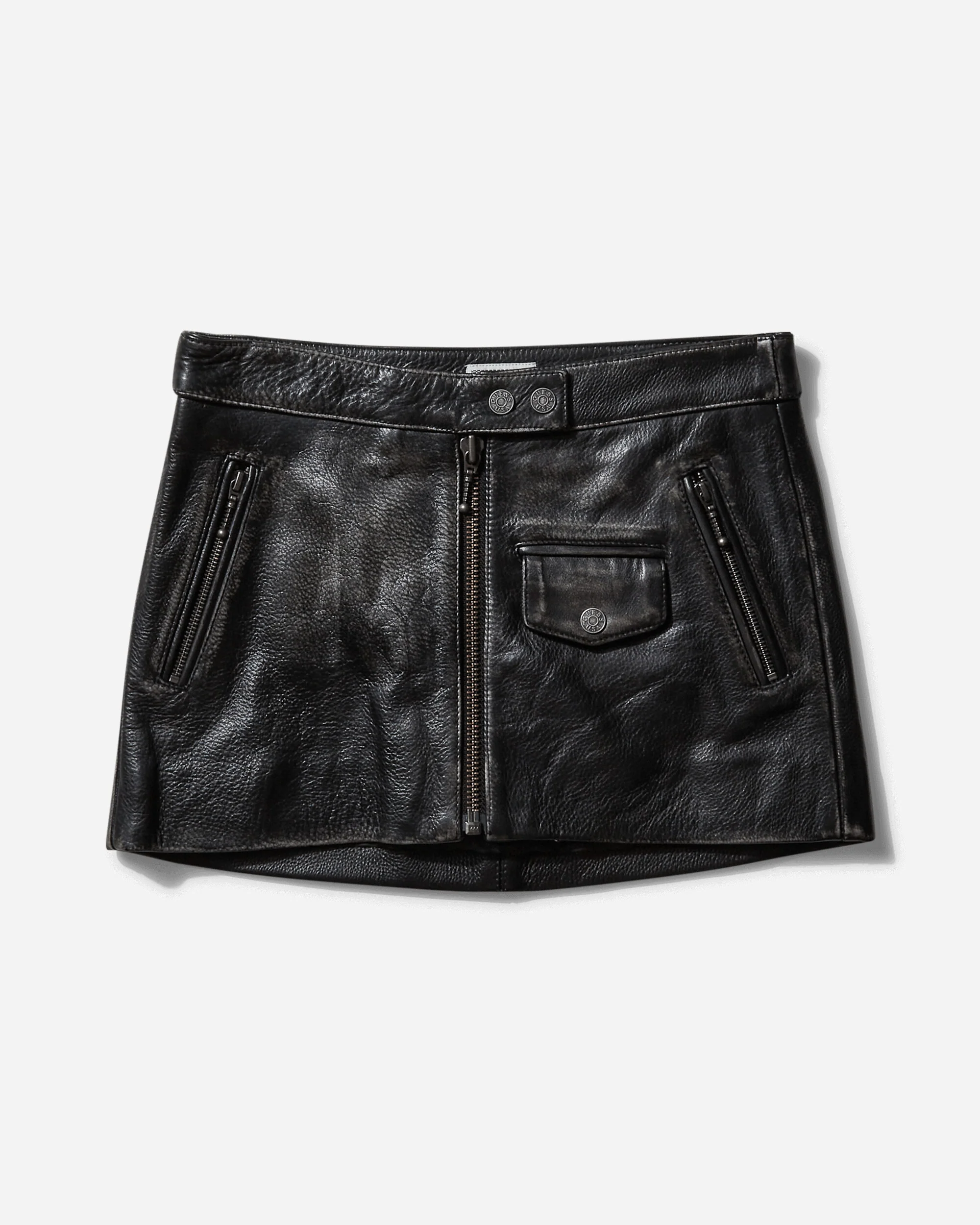 Women's Vintage Leather Skirt Jet Black