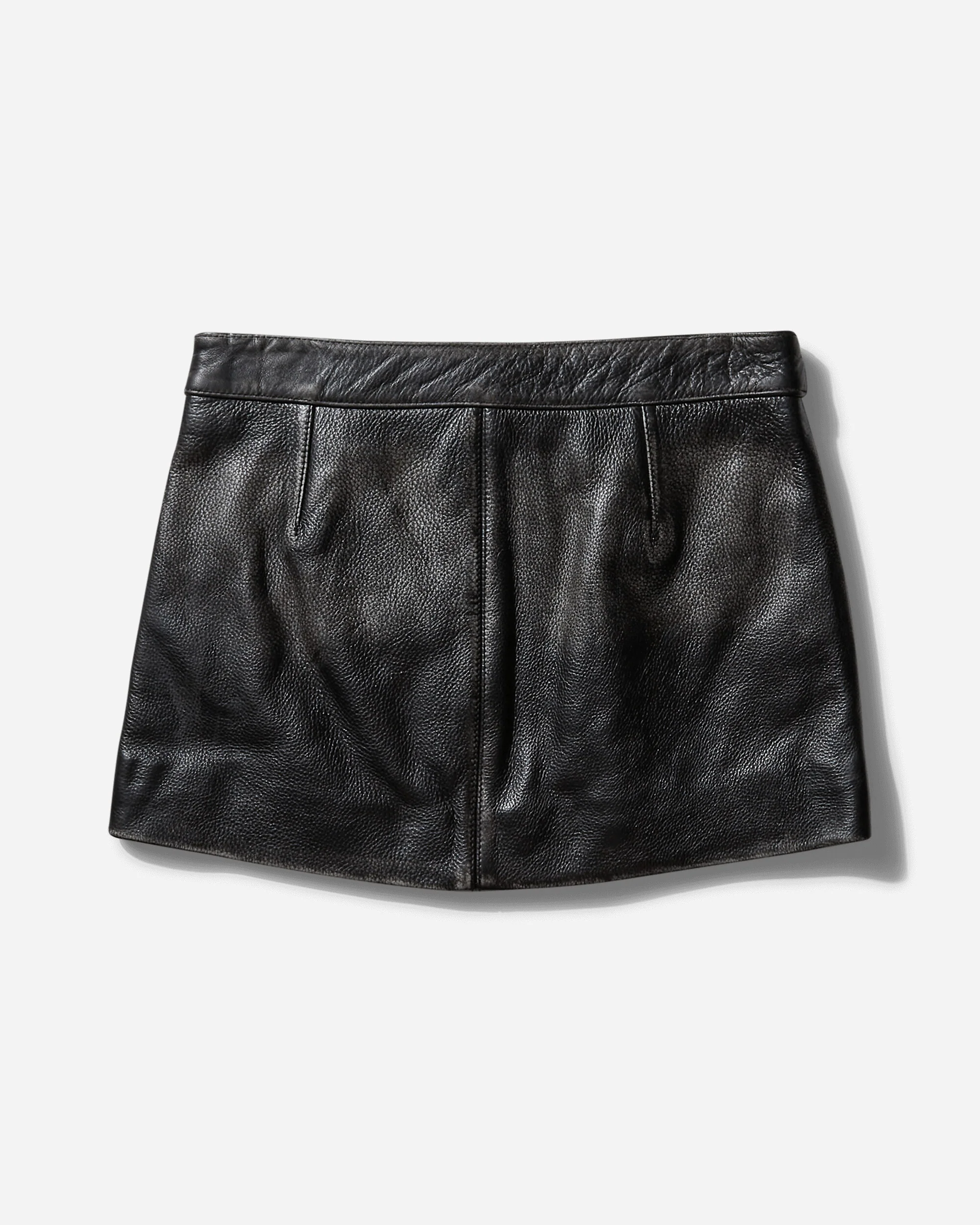 Women's Vintage Leather Skirt Jet Black - Image 2